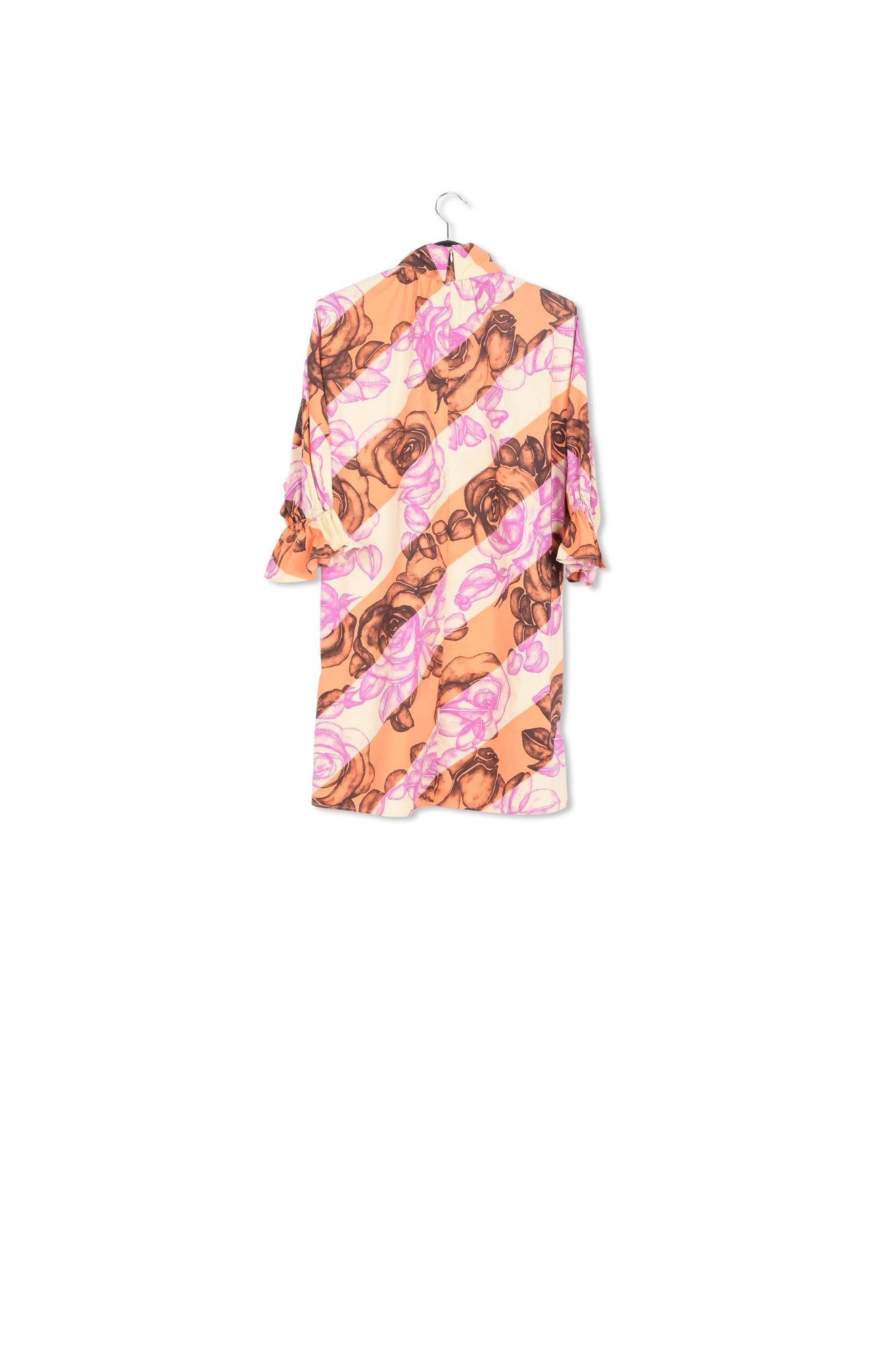 Light yellow, orange and purple mini dress with stand-up collar RE—SSENTIEL | Essentiel second hand