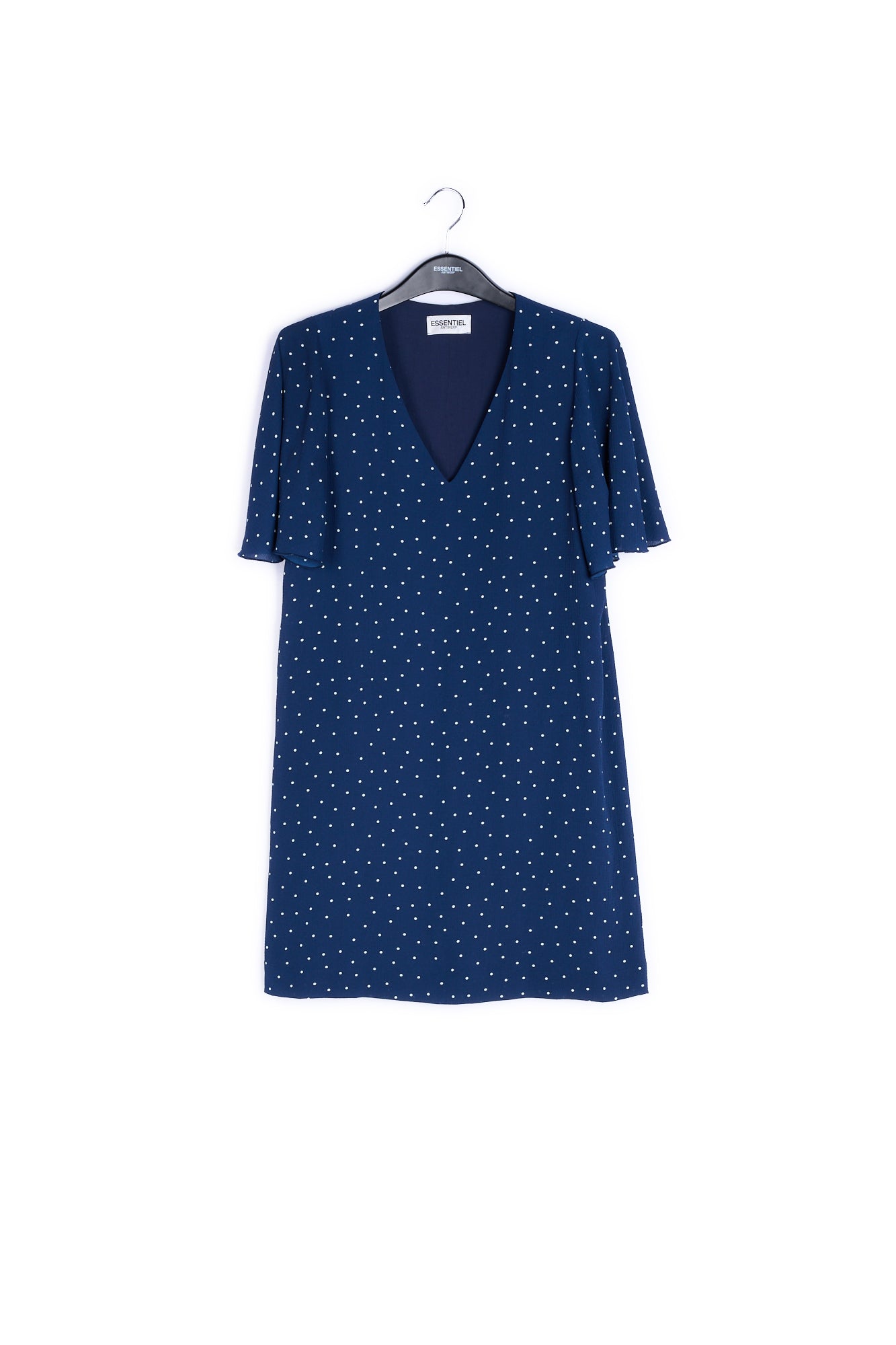 Robe évasée bleu foncé à pois RE—SSENTIEL | Essentiel second hand
