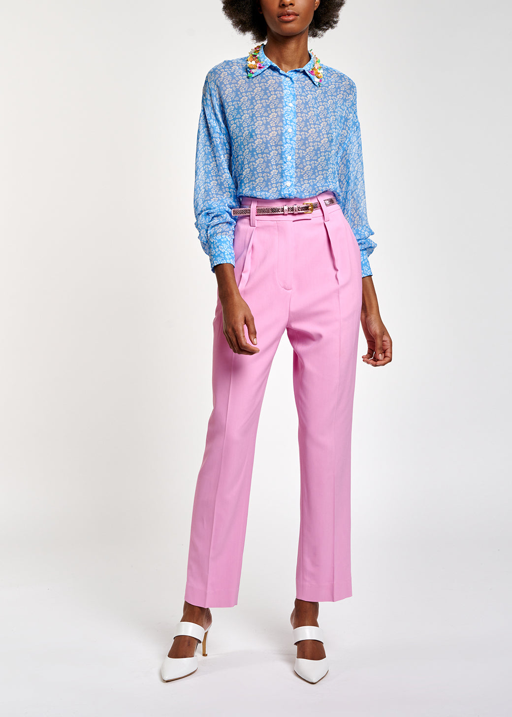 Pantalon fuselé rose à taille haute RE—SSENTIEL | Essentiel second hand