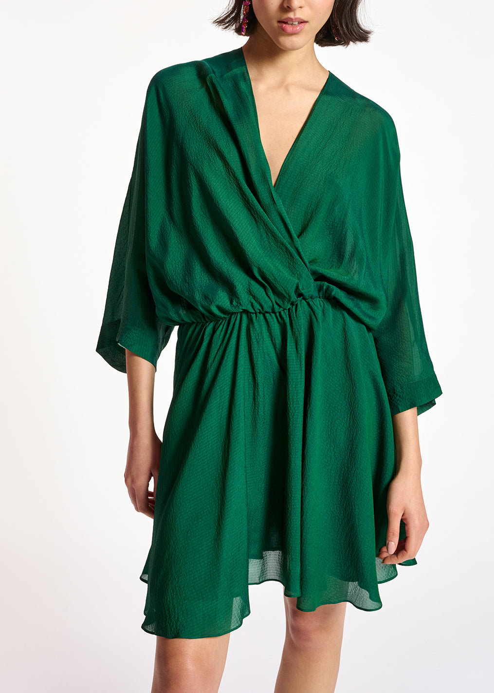 Mini-robe portefeuille vert foncé RE—SSENTIEL | Essentiel second hand