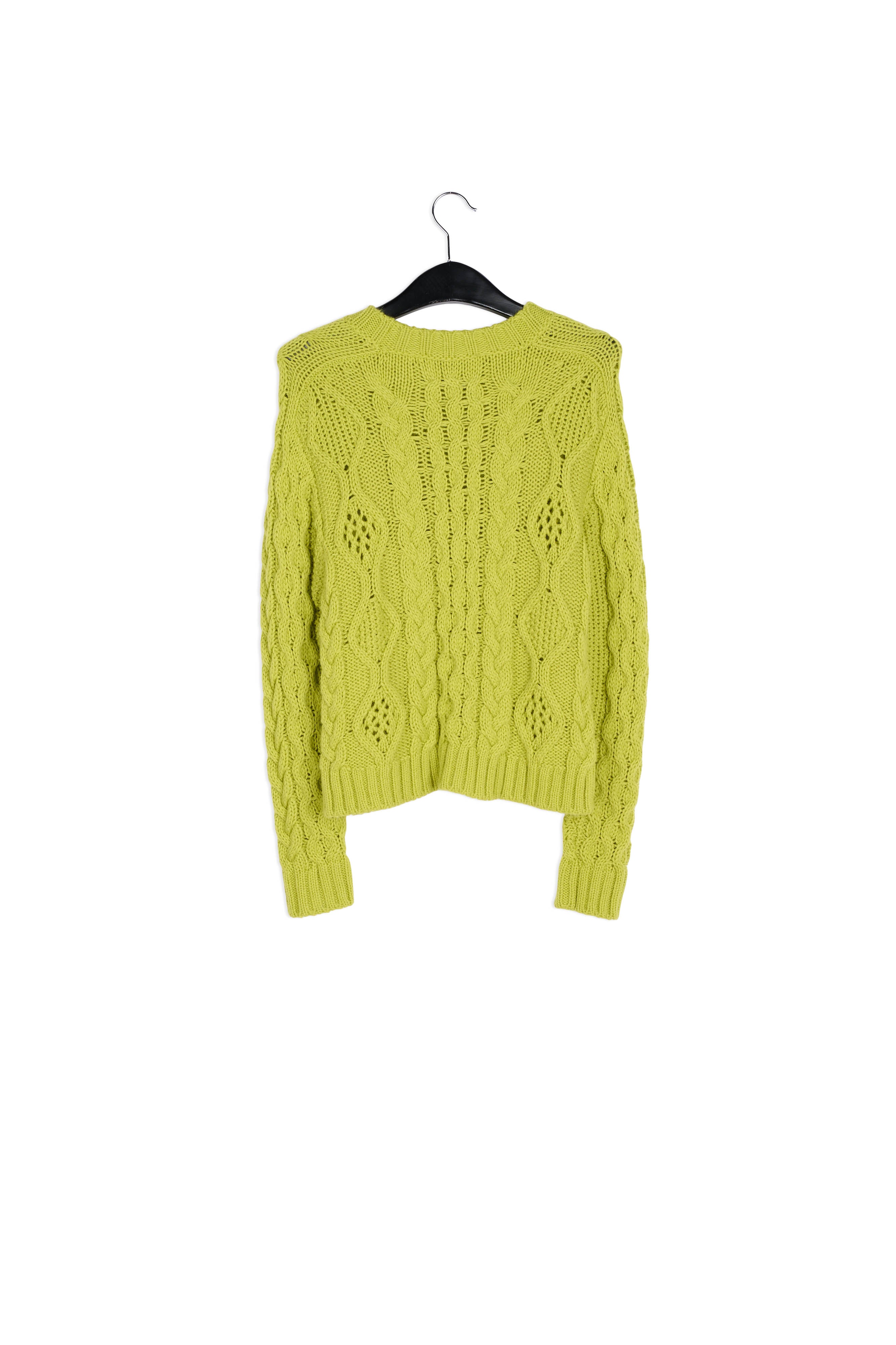 Pull vert citron en tricot torsadé RE—SSENTIEL | Essentiel second hand