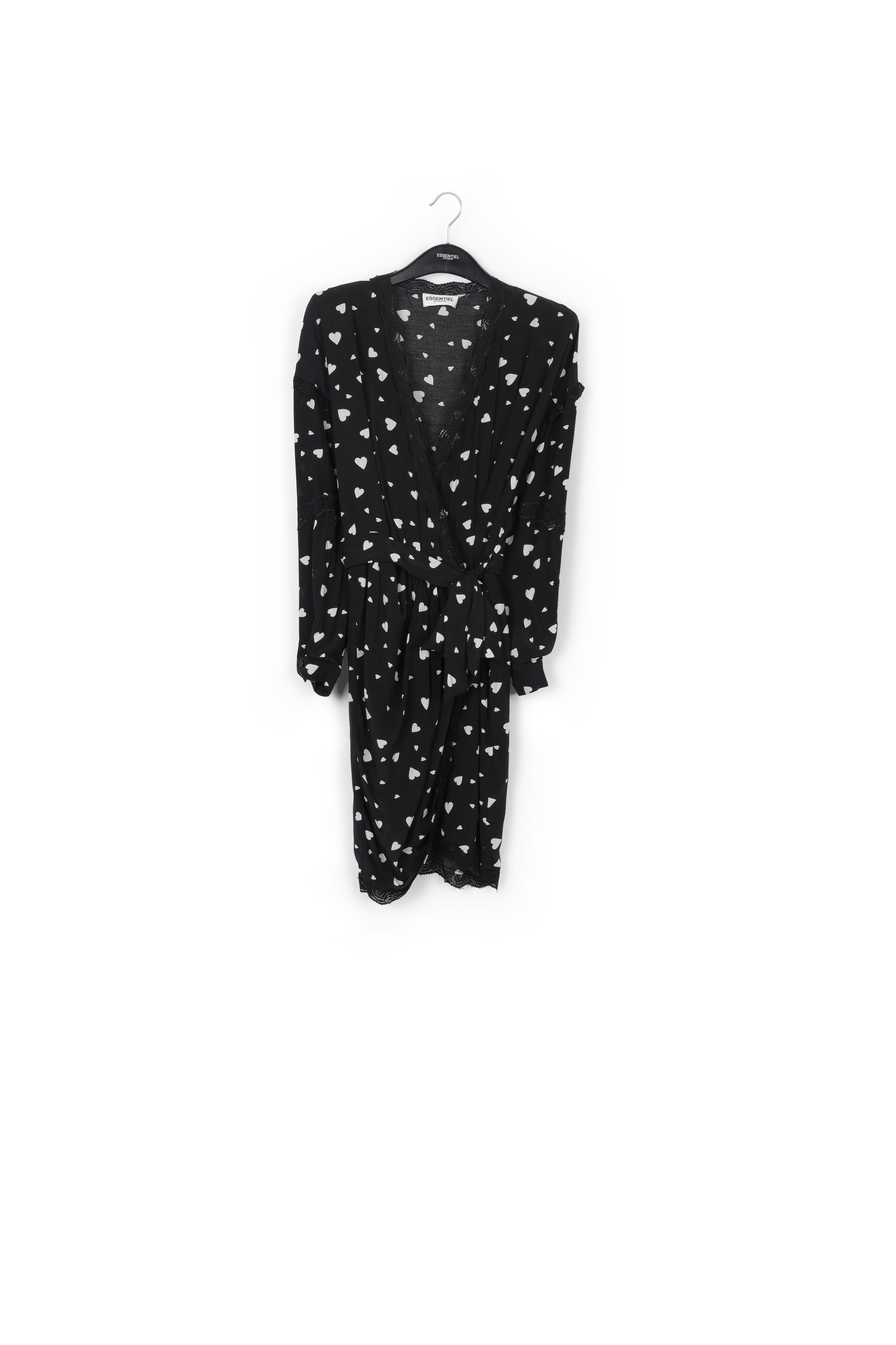 Mini robe cache-cœur noire à cœurs RE—SSENTIEL | Essentiel second hand