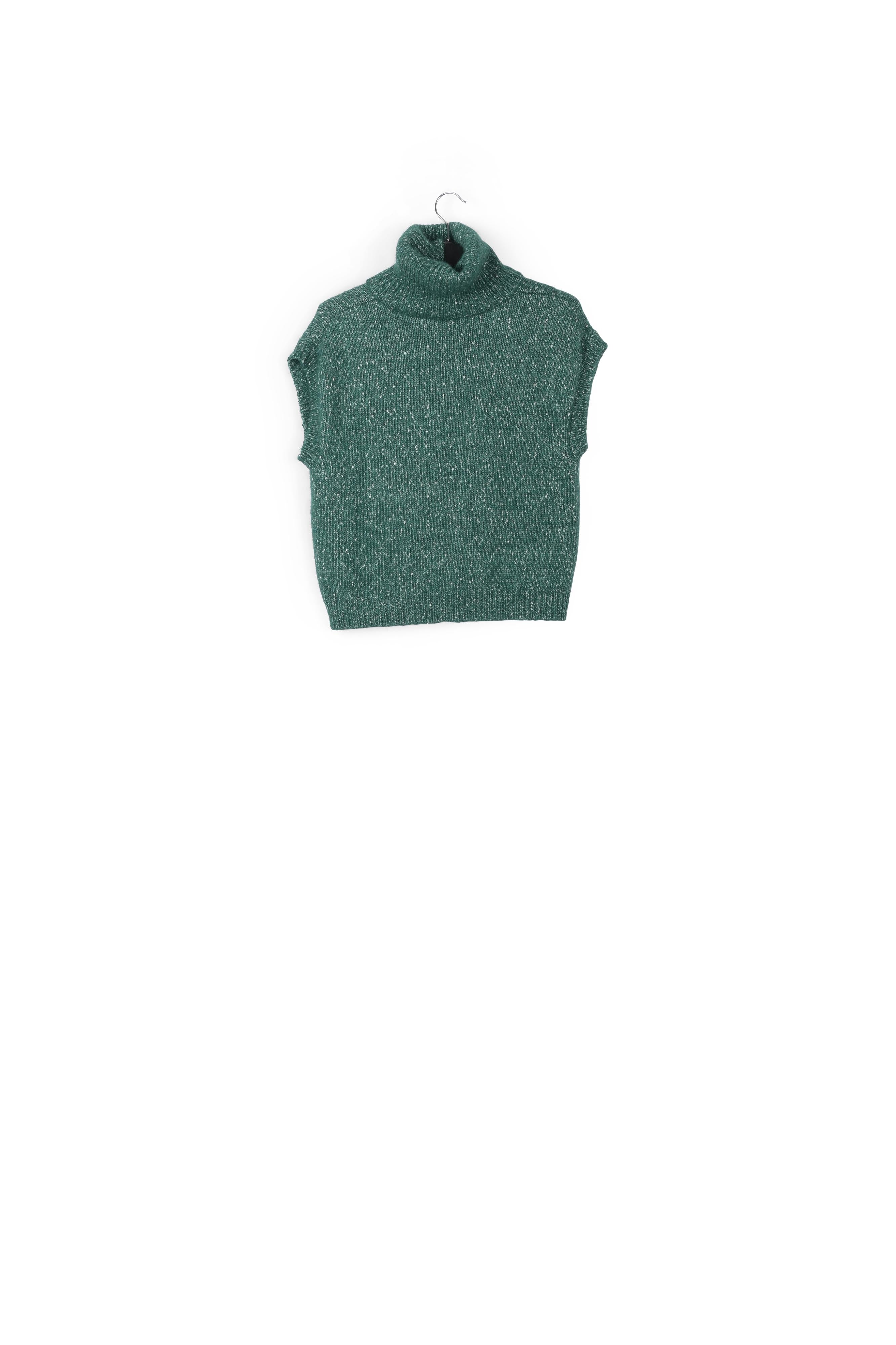 Dark green mélange sleeveless sweater with separate collar RE—SSENTIEL | Essentiel second hand