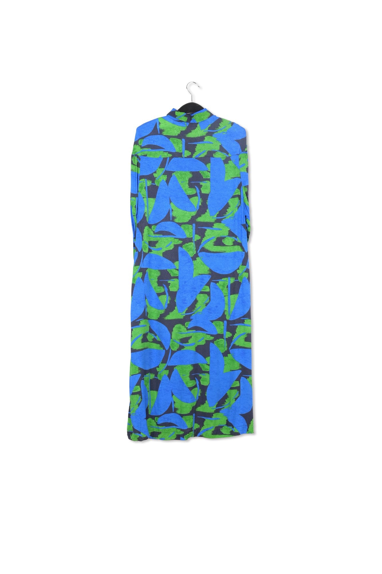 Blue, black and green abstract print midi dress RE—SSENTIEL | Essentiel second hand
