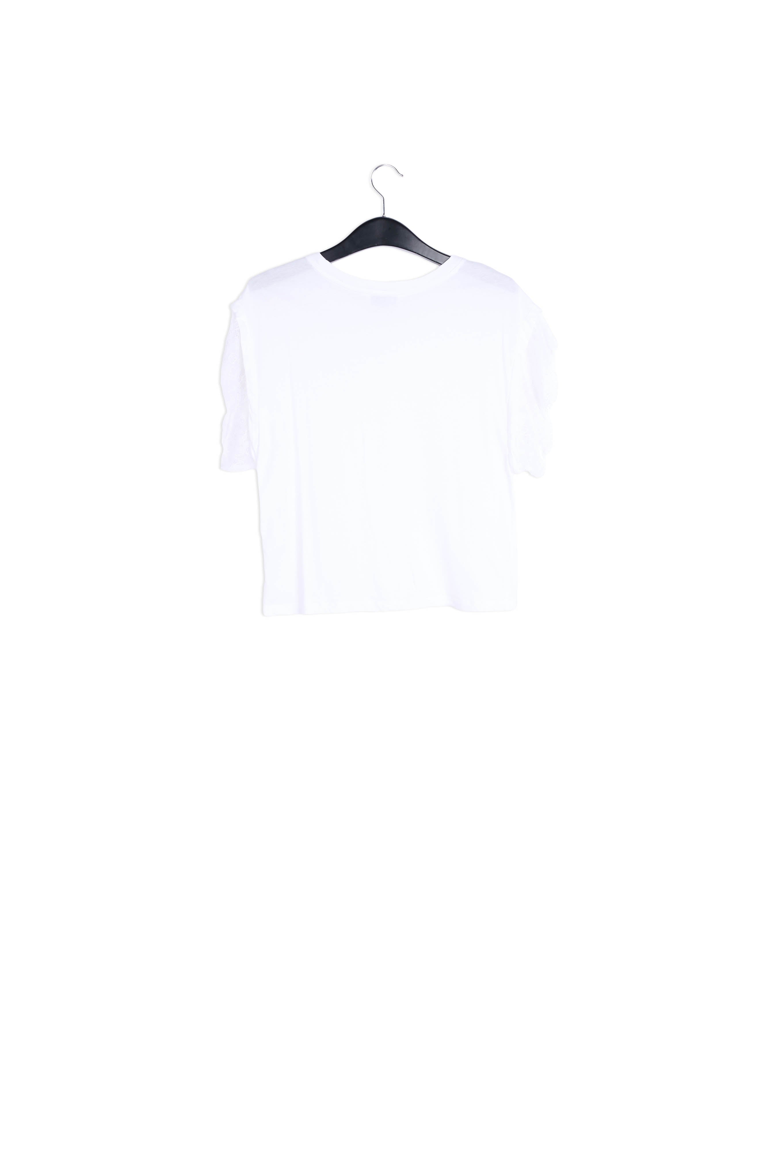 Off-white organic cotton T-shirt with lace RE—SSENTIEL | Essentiel second hand