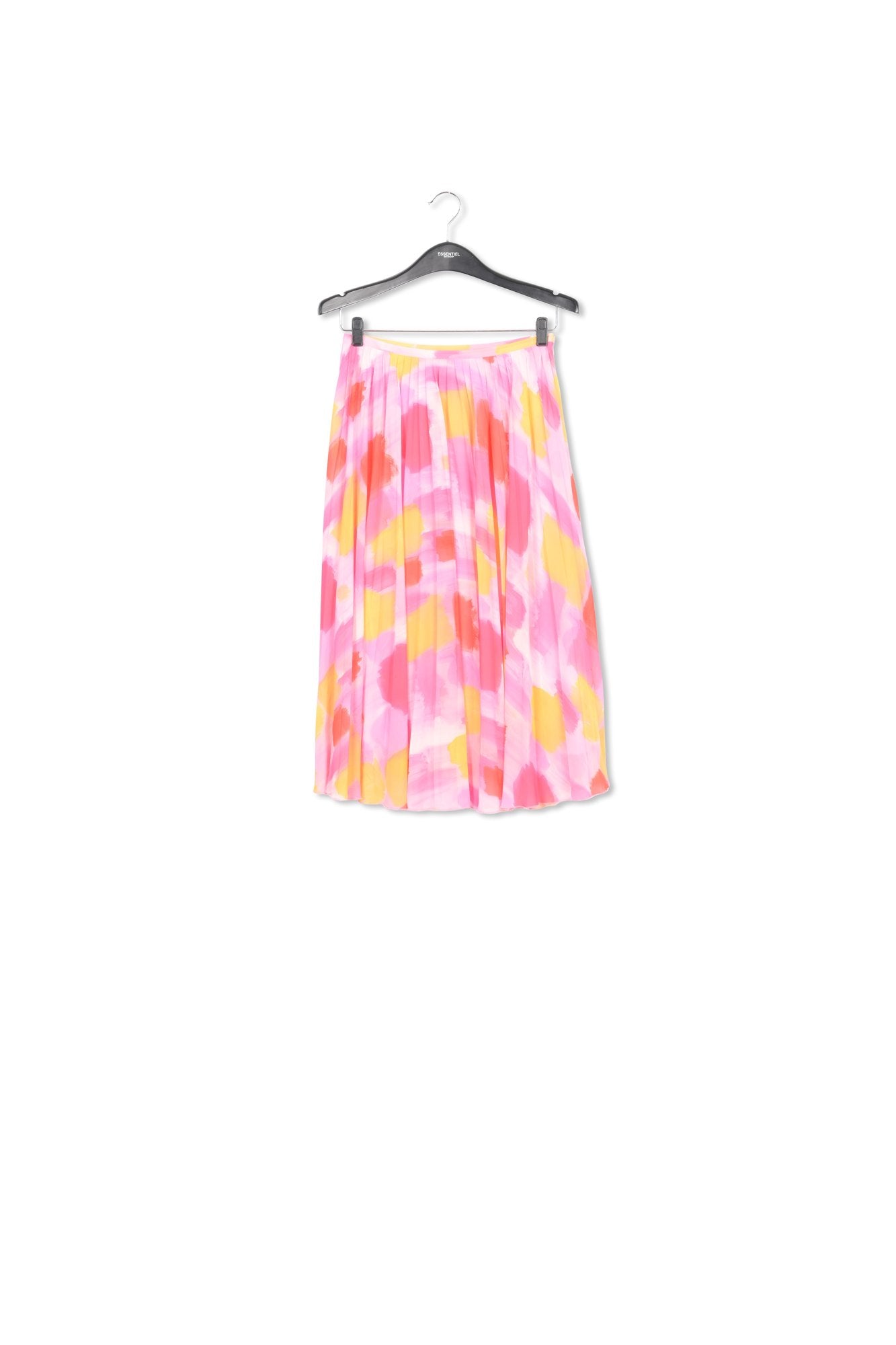 Pink and yellow plissé midi skirt RE—SSENTIEL | Essentiel second hand