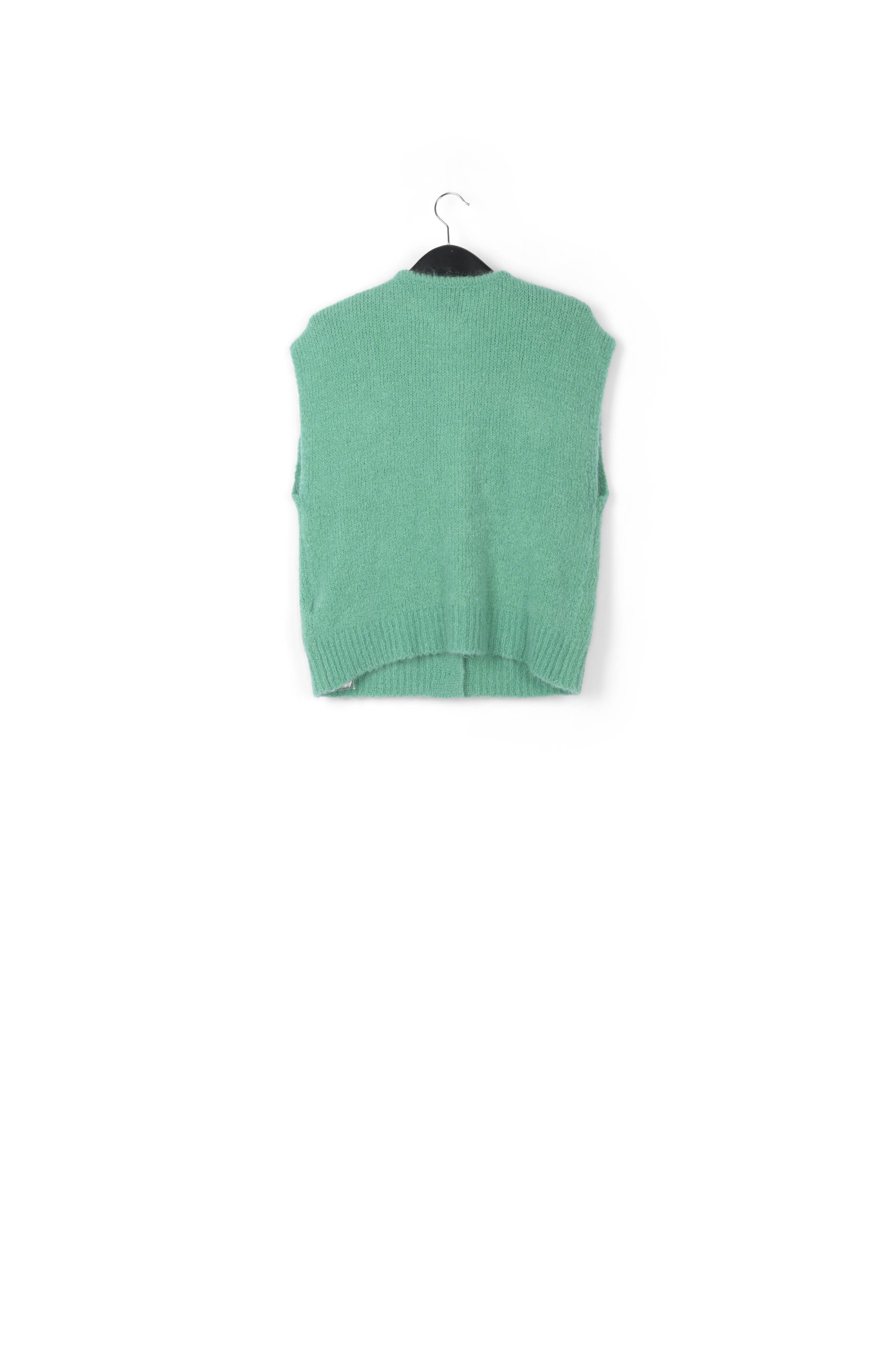 Teal sleeveless mohair-blend cardigan RE—SSENTIEL | Essentiel second hand