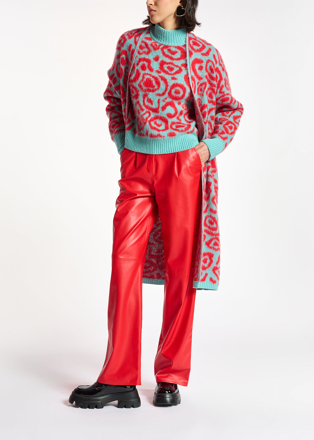 Blue and red leopard-print cardigan RE—SSENTIEL | Essentiel second hand