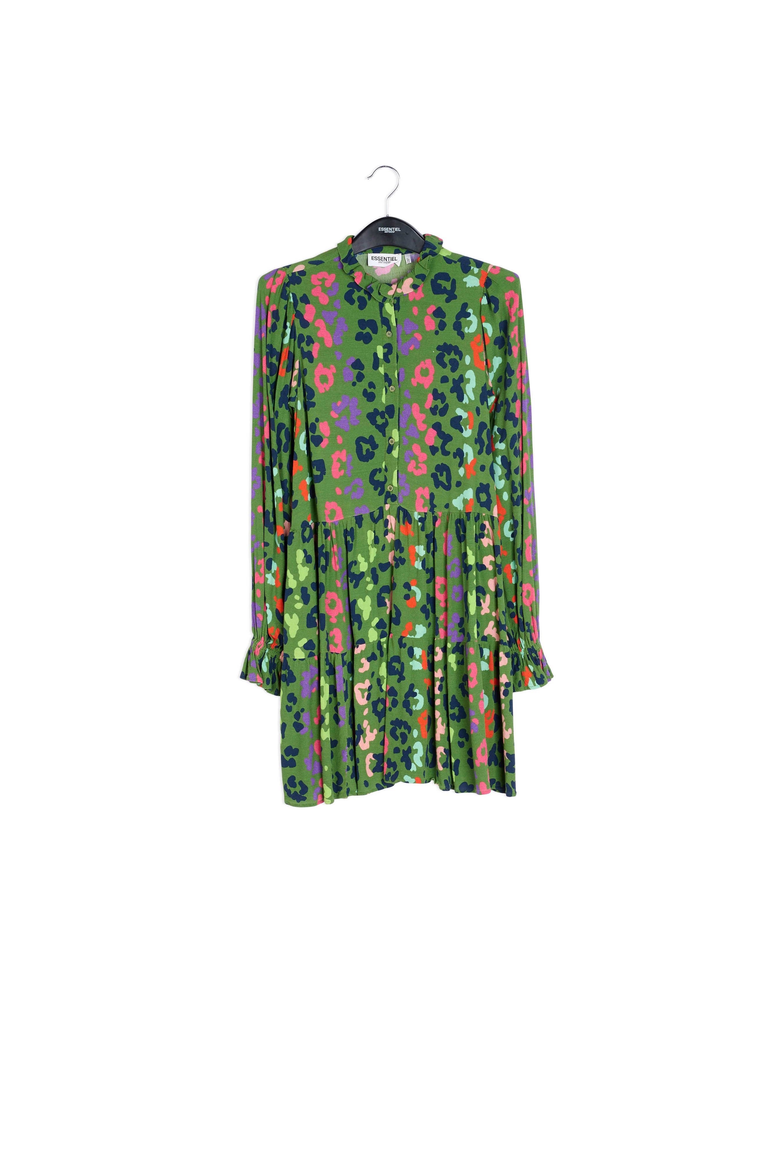 Groene mini-jurk met luipaardprint RE—SSENTIEL | Essentiel second hand