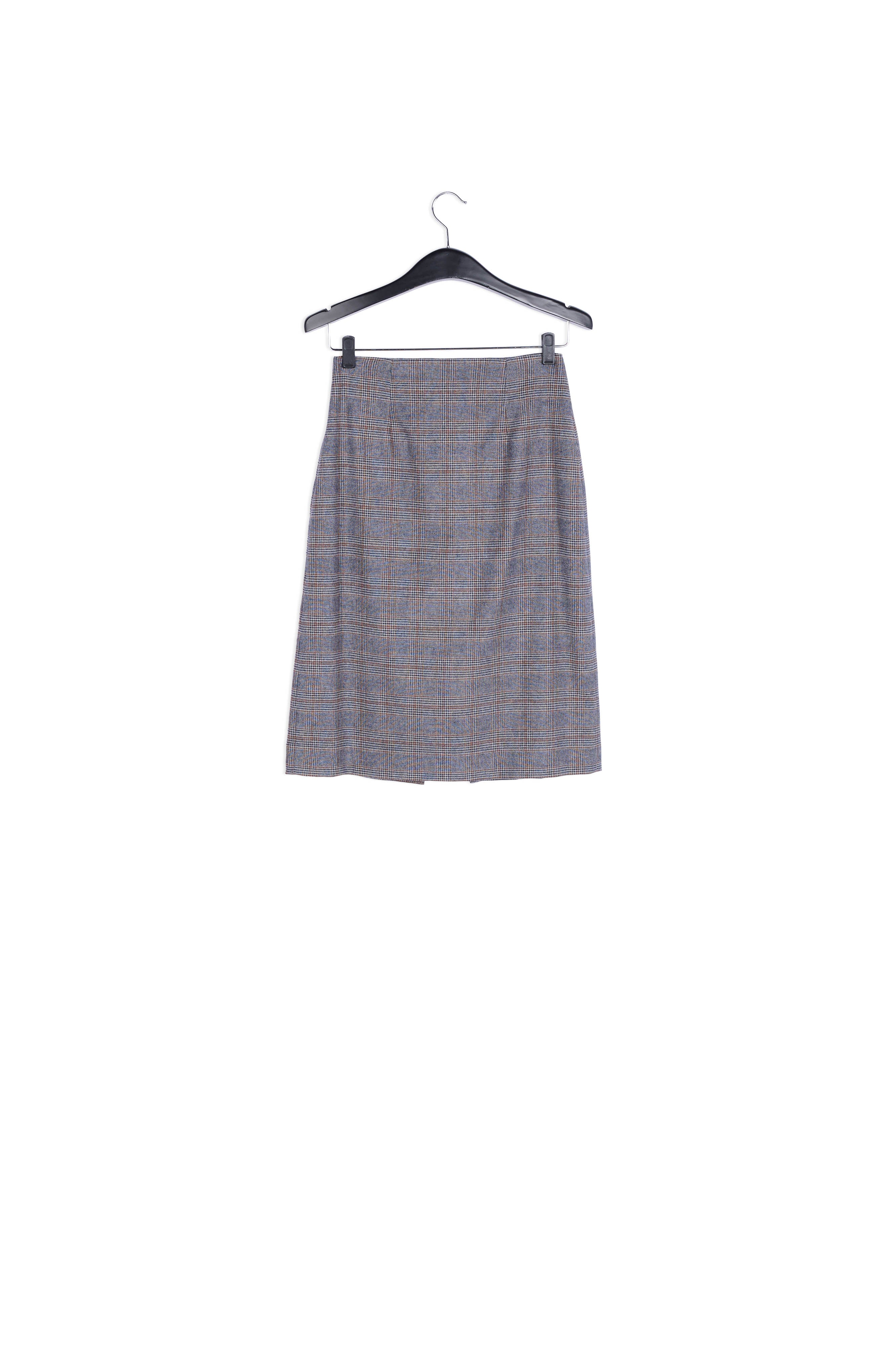 Jupe grise à carreaux avec fente volantée RE—SSENTIEL | Essentiel second hand