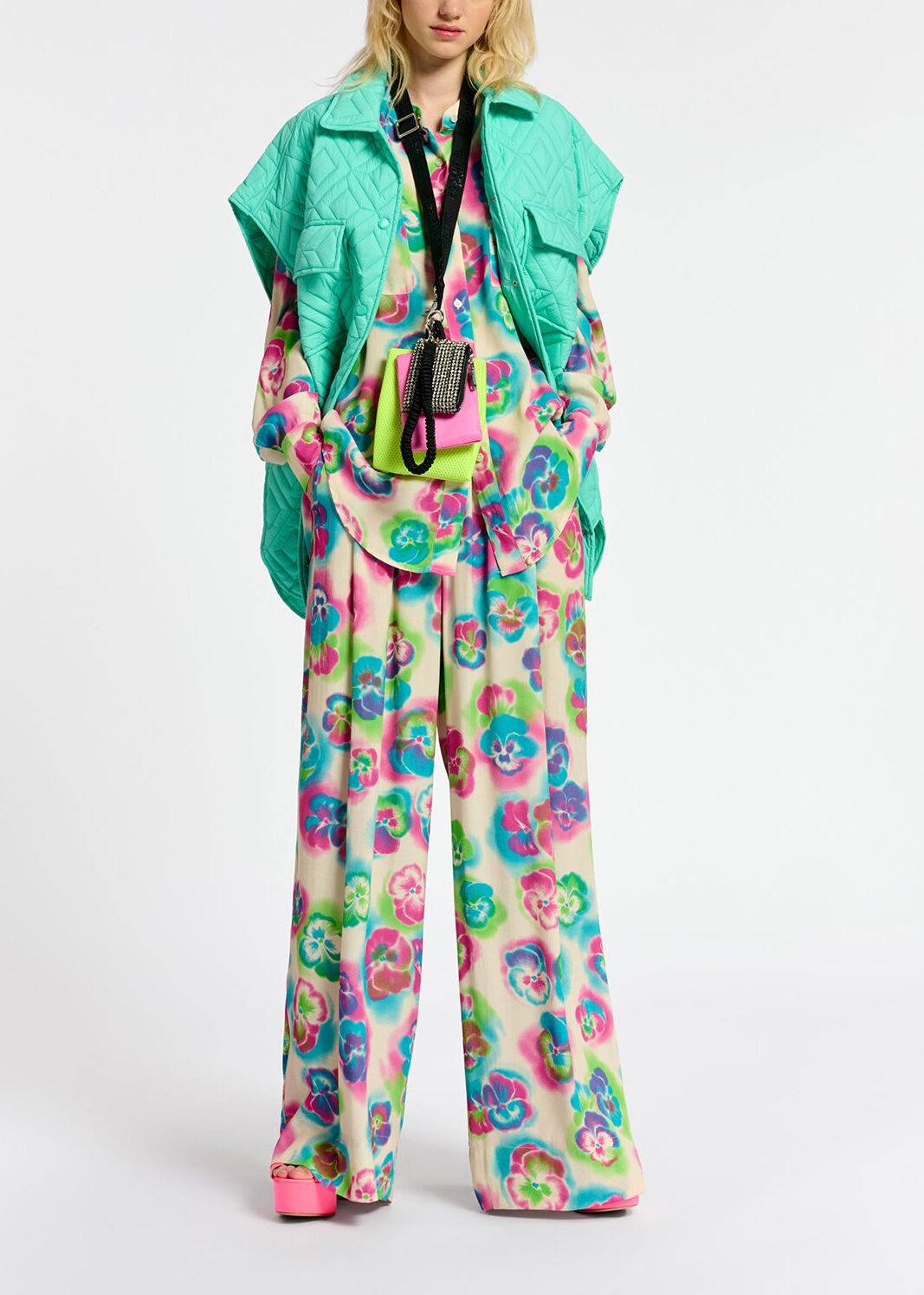 Multicolor oversized shirt with floral print RE—SSENTIEL | Essentiel second hand