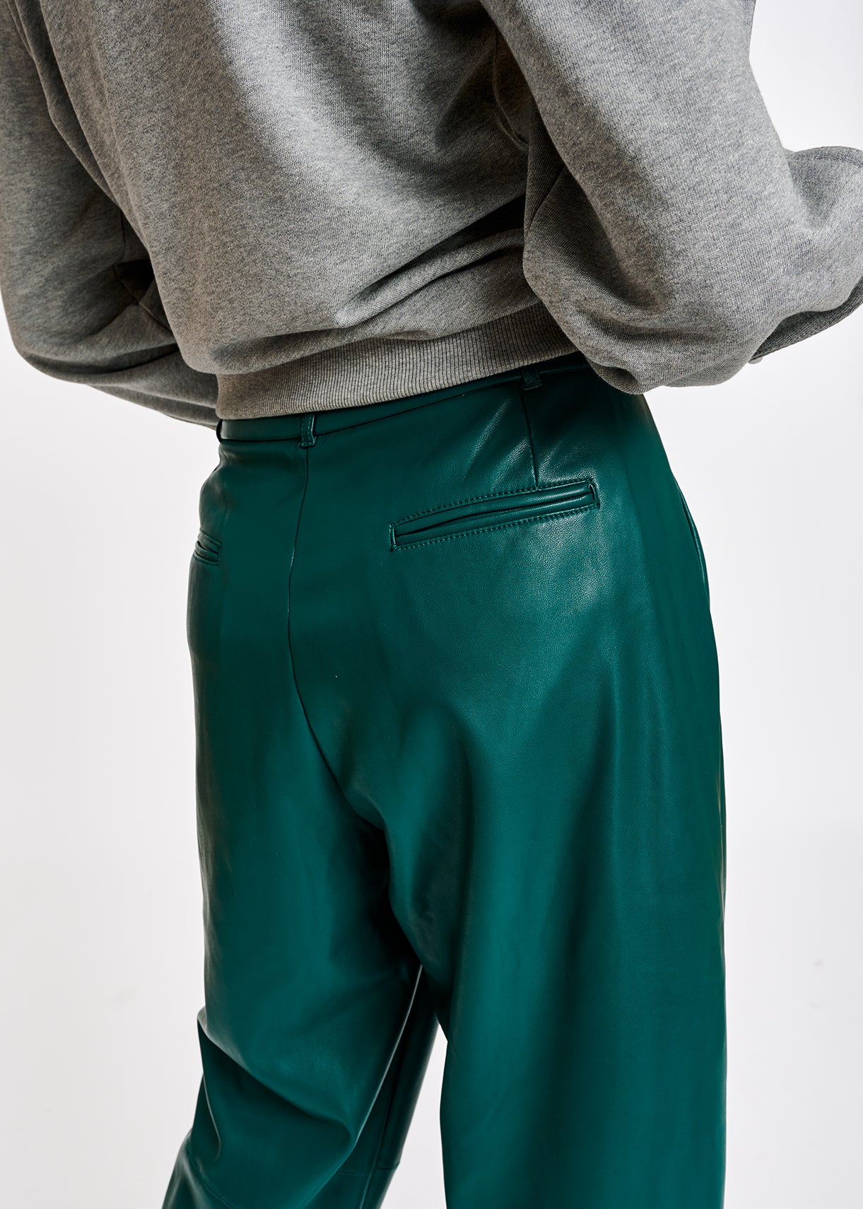 Blue faux leather baggy-fit pants RE—SSENTIEL | Essentiel second hand