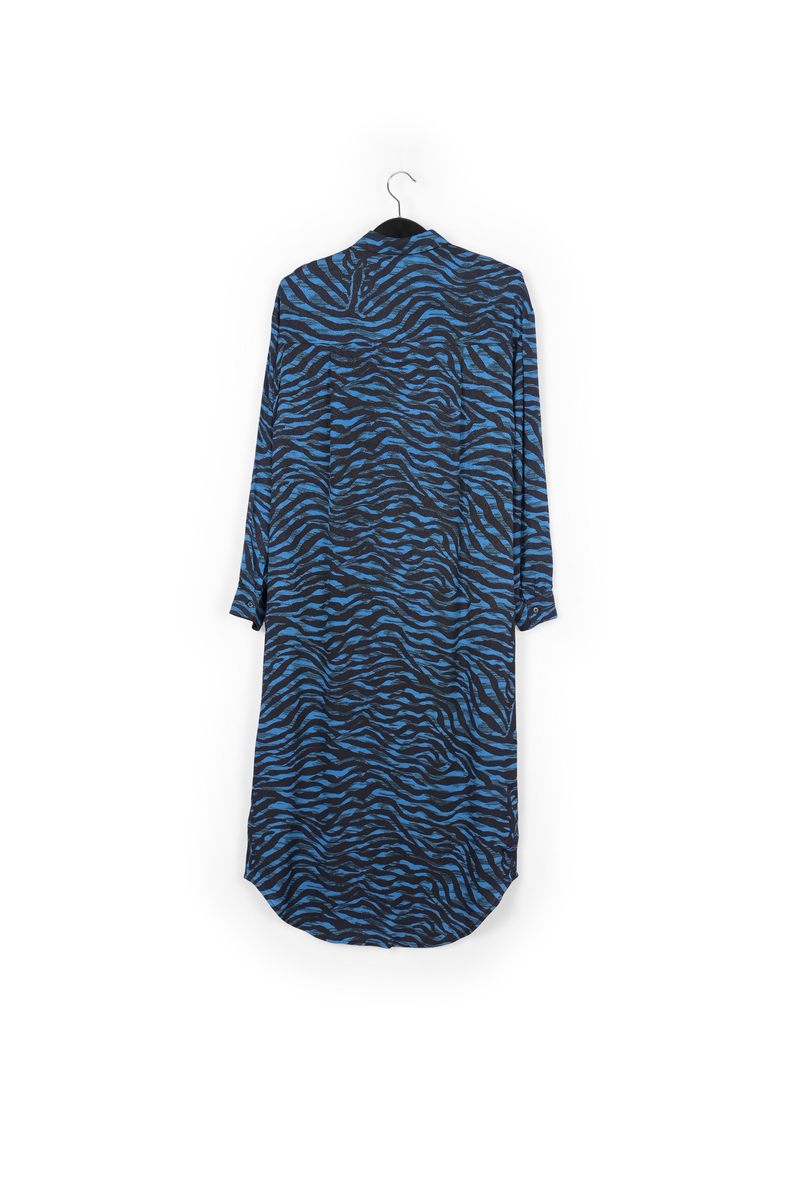 Black and blue zebra print midi shirt dress RE—SSENTIEL | Essentiel second hand