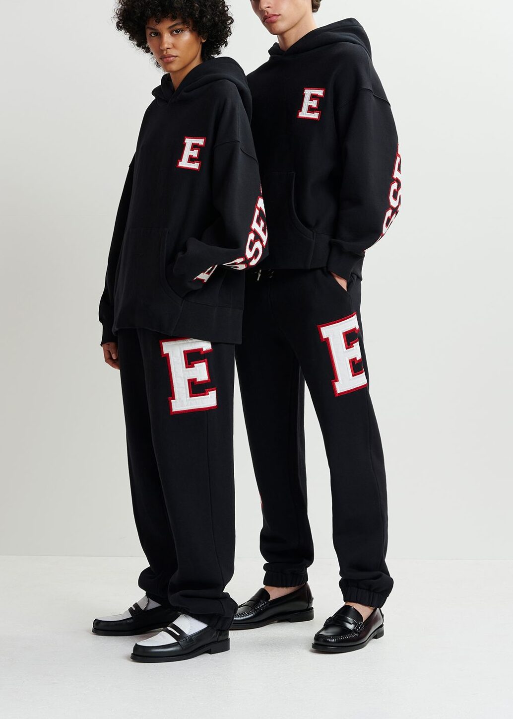 Black cotton hoodie with embroidered patches RE—SSENTIEL | Essentiel second hand