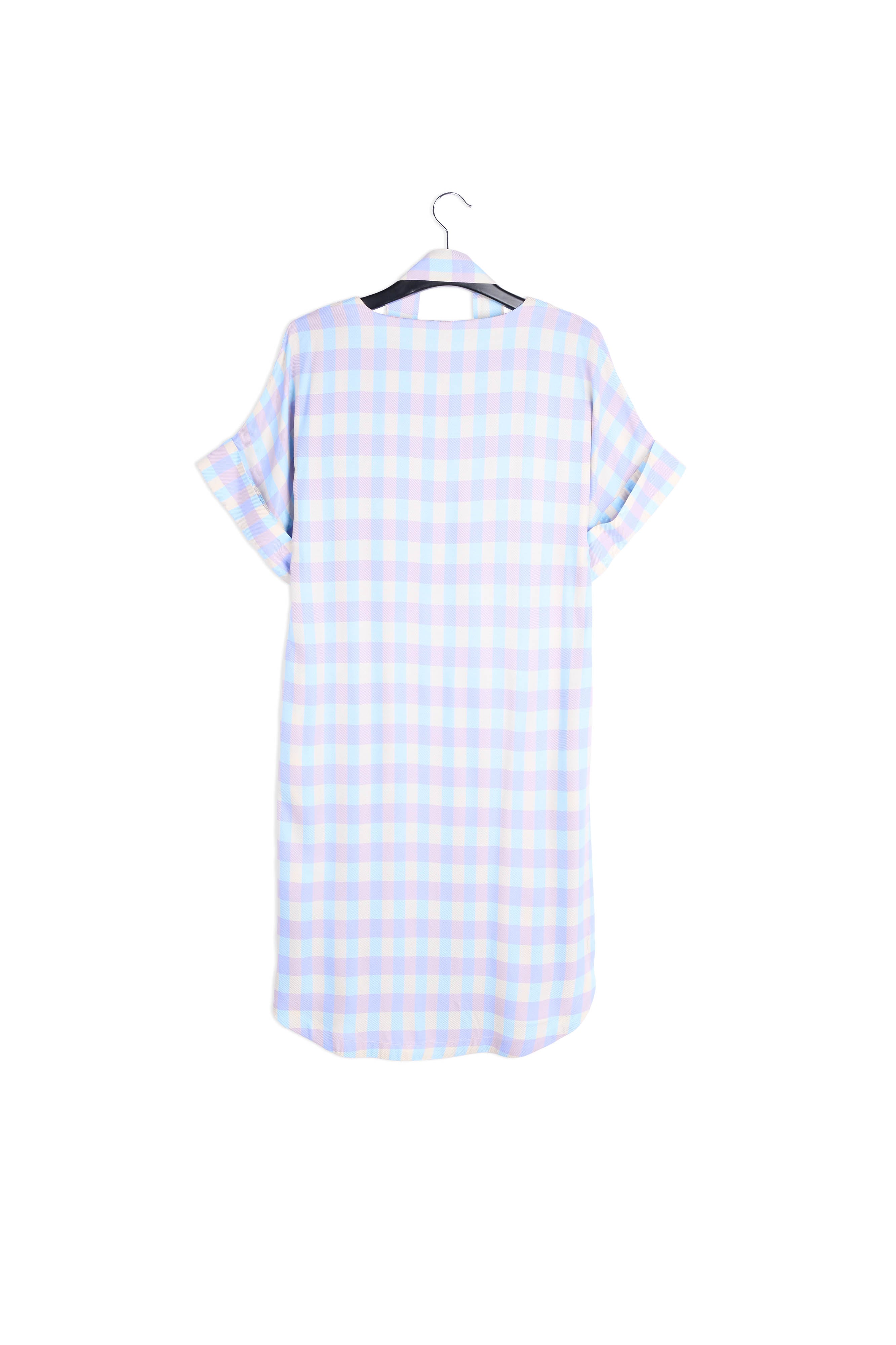 Light blue and purple plaid midi dress RE—SSENTIEL | Essentiel second hand