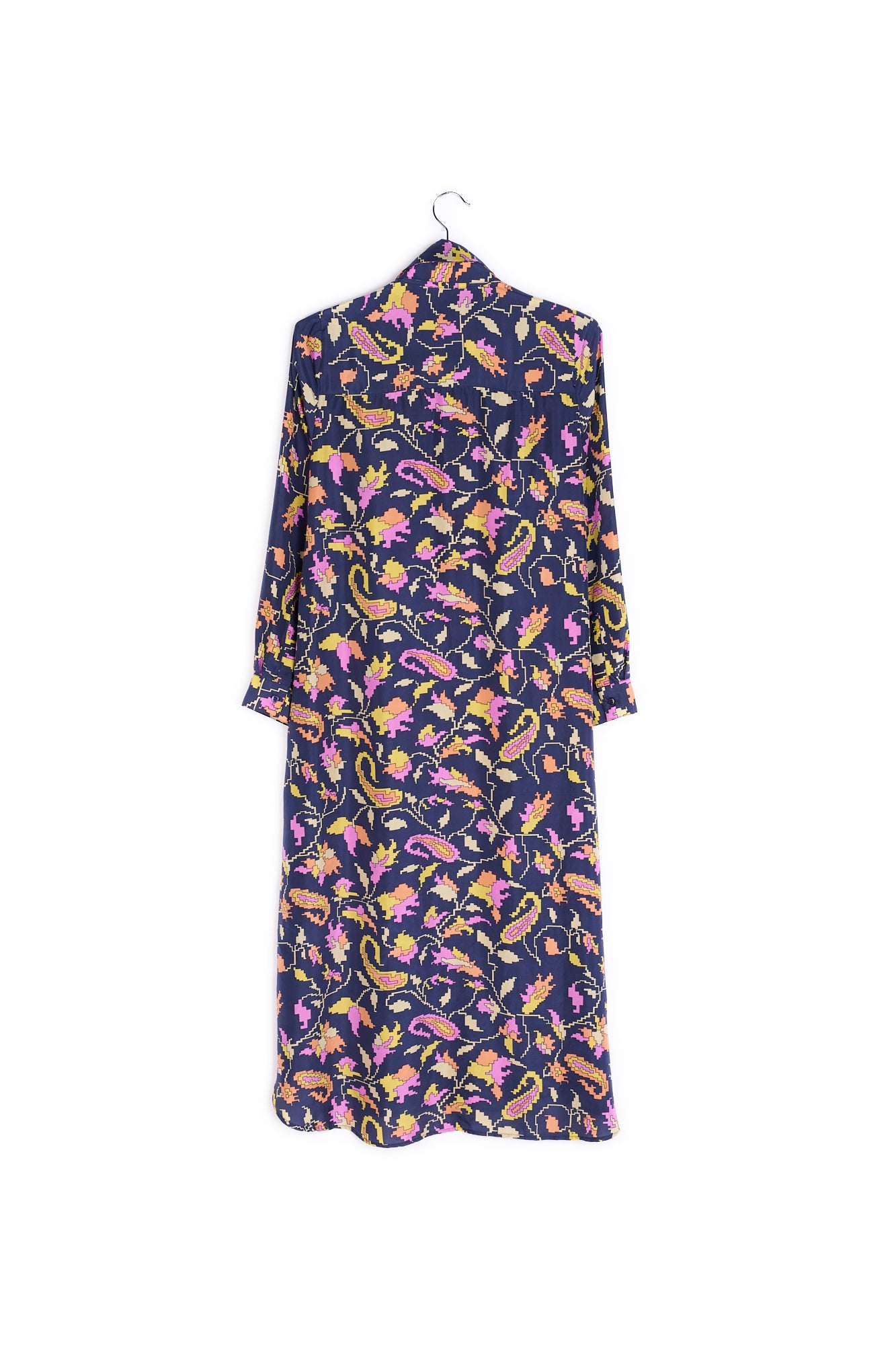Black silk shirt dress with floral print RE—SSENTIEL | Essentiel second hand