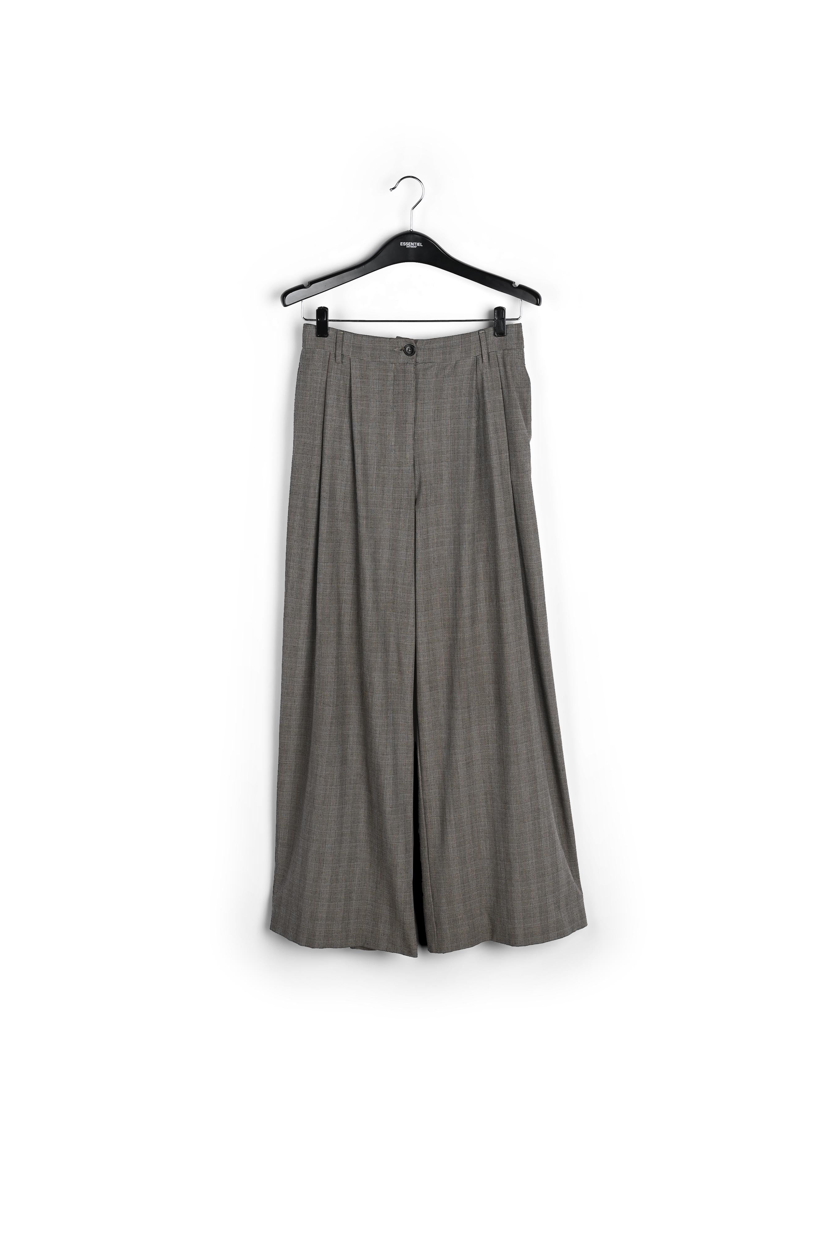 Pantalon gris clair à carreaux aux jambes larges RE—SSENTIEL | Essentiel second hand