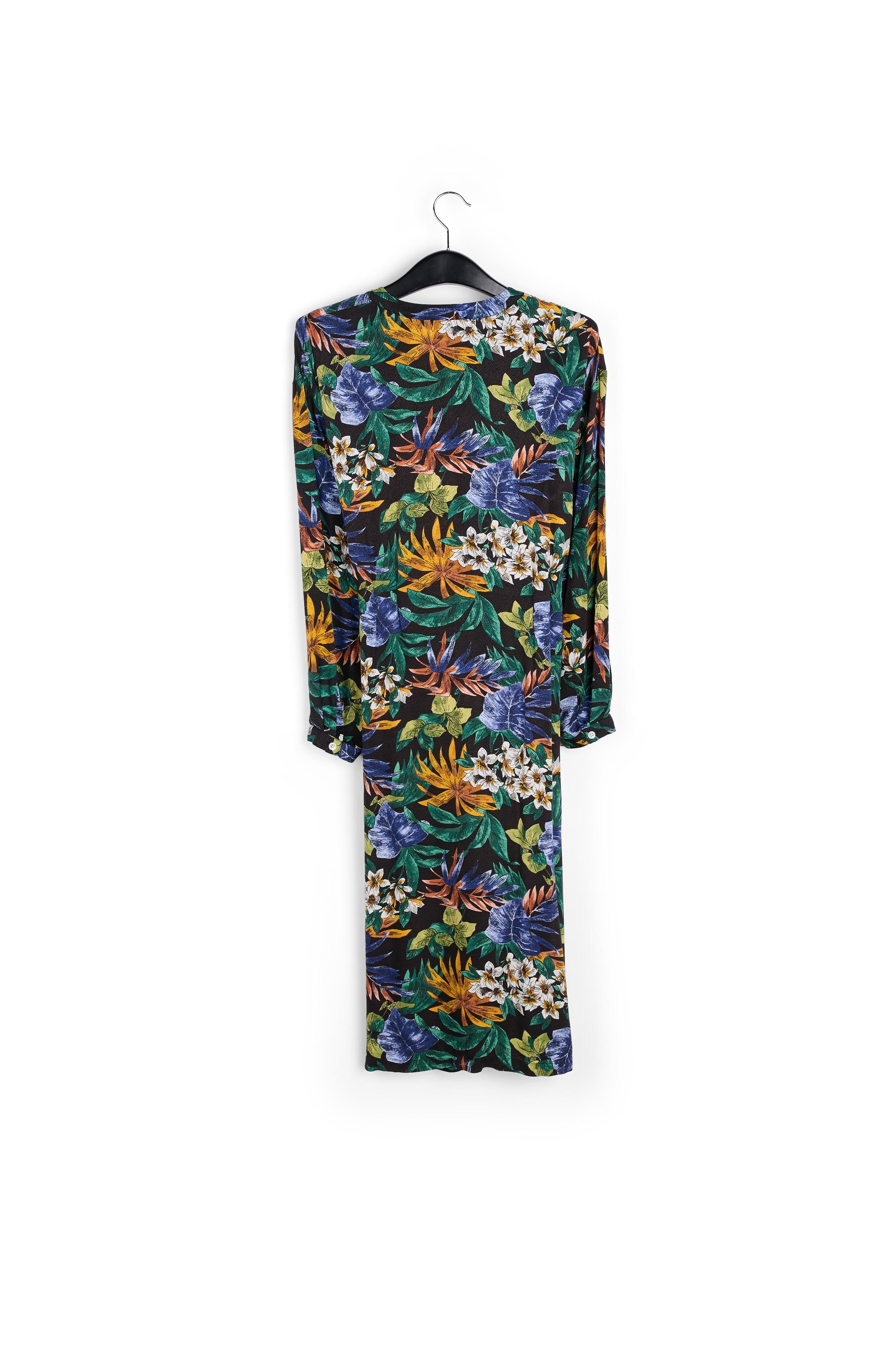 Blue, green and orange floral-print midi dress RE—SSENTIEL | Essentiel second hand
