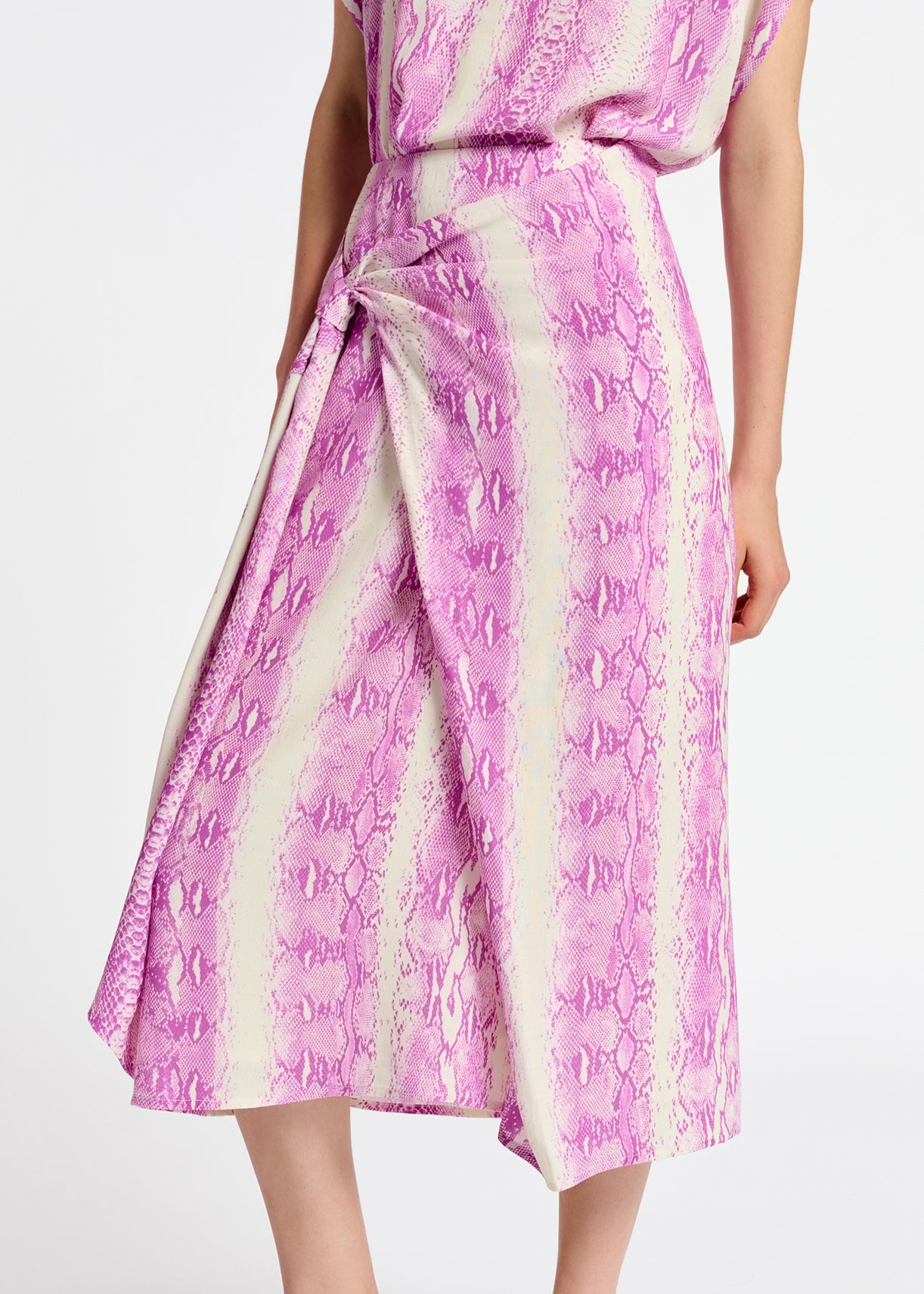 White and purple snake-print midi skirt RE—SSENTIEL | Essentiel second hand