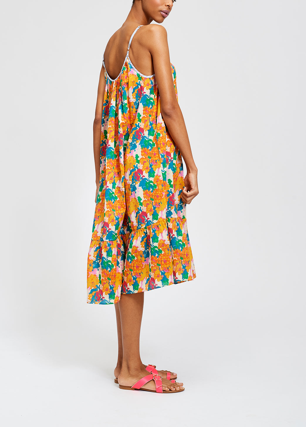 Multicolored floral-print midi dress RE—SSENTIEL | Essentiel second hand