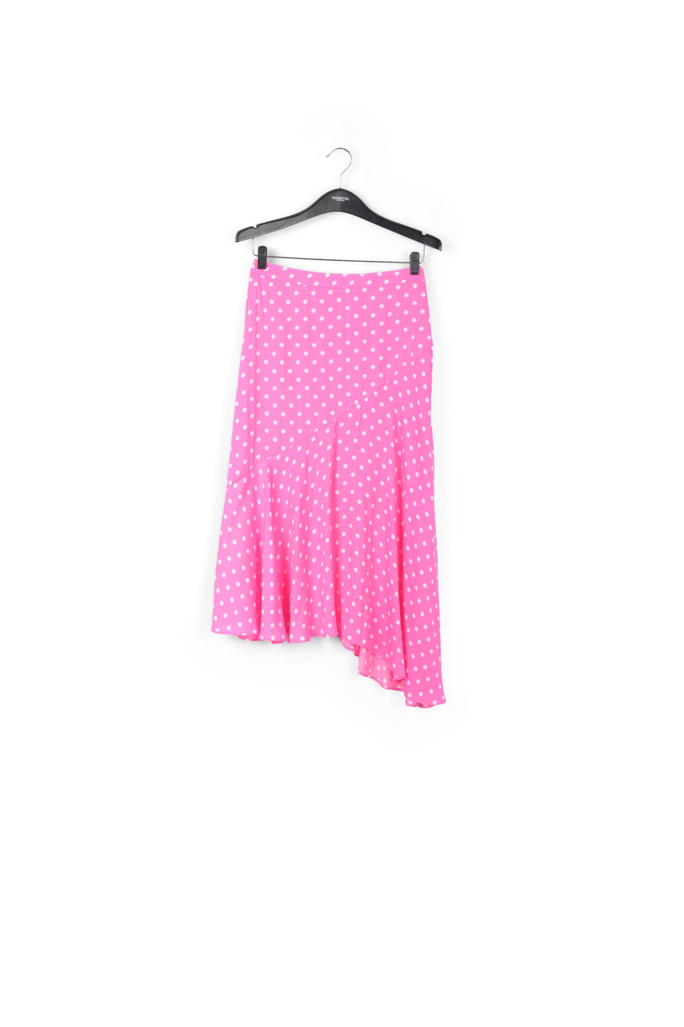 Neon pink polka dot midi skirt RE—SSENTIEL | Essentiel second hand