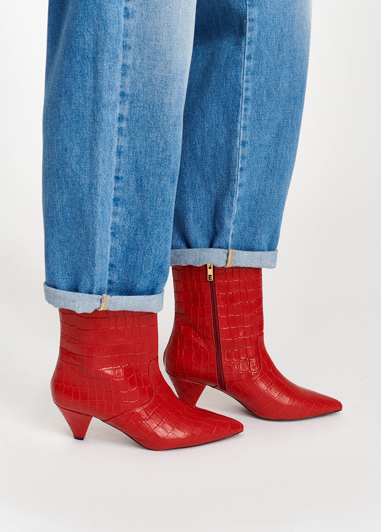 Blue cotton cropped boyfriend jeans with high waist RE—SSENTIEL | Essentiel second hand