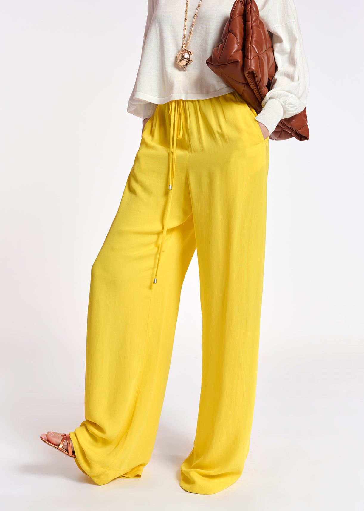 Yellow wide-leg pants RE—SSENTIEL | Essentiel second hand