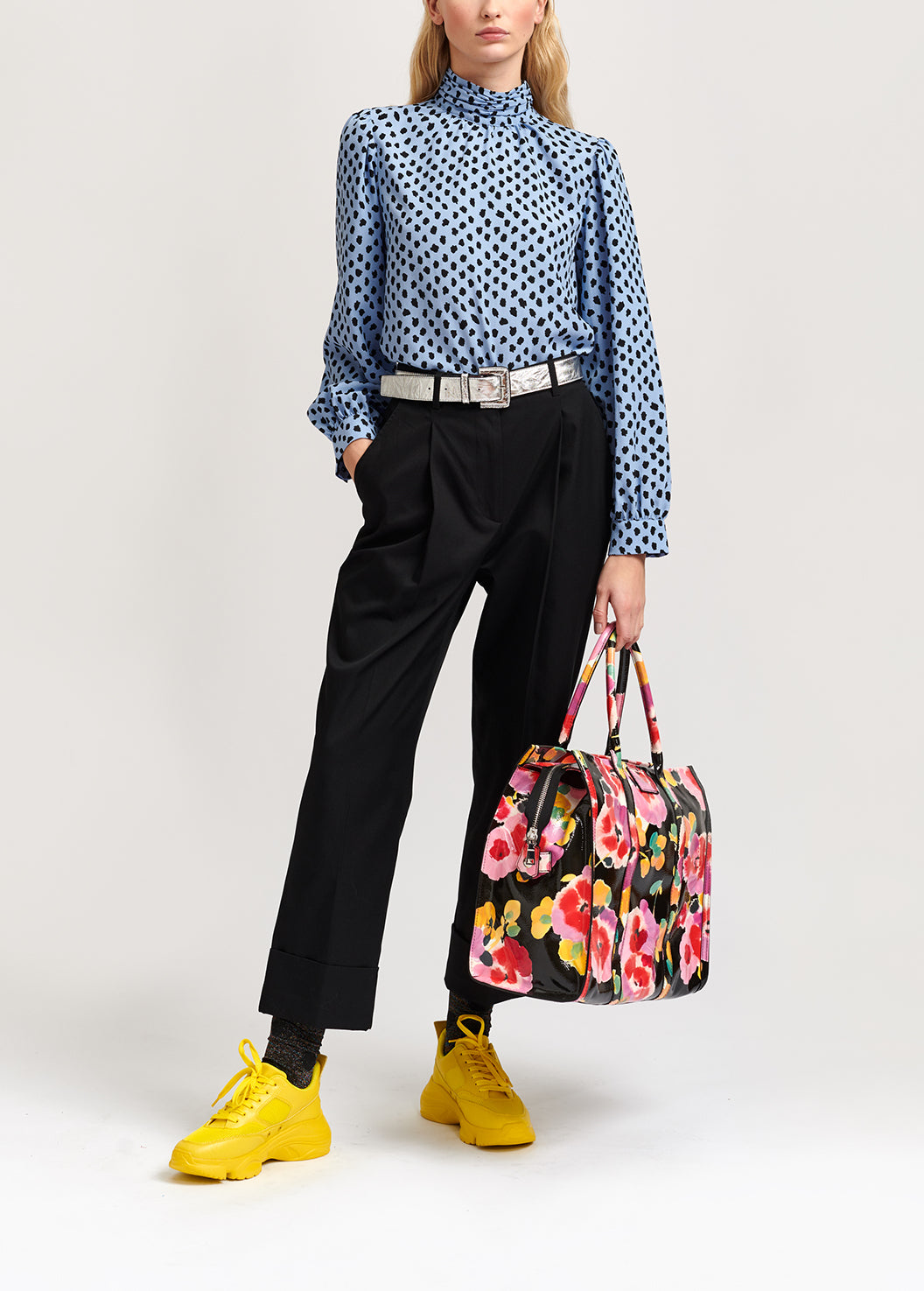 Light blue polka dot turtleneck top RE—SSENTIEL | Essentiel second hand