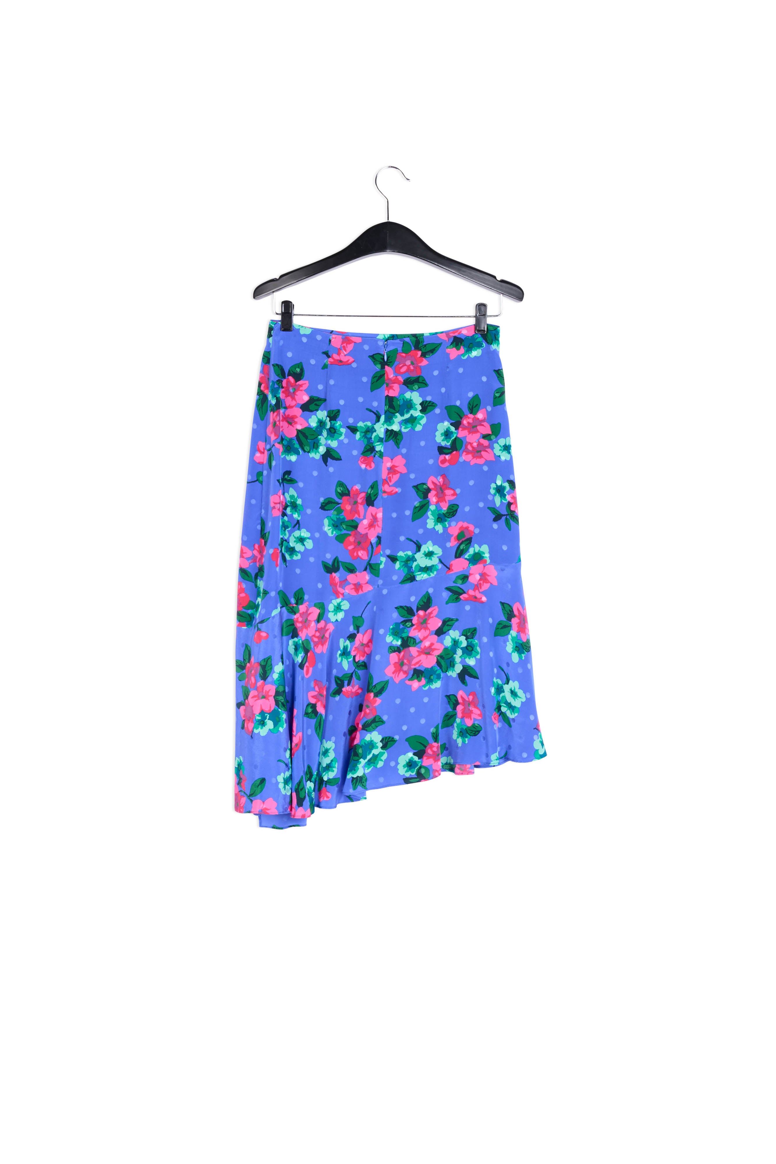 Jupe bleue en soie à fleurs et à pois RE—SSENTIEL | Essentiel second hand