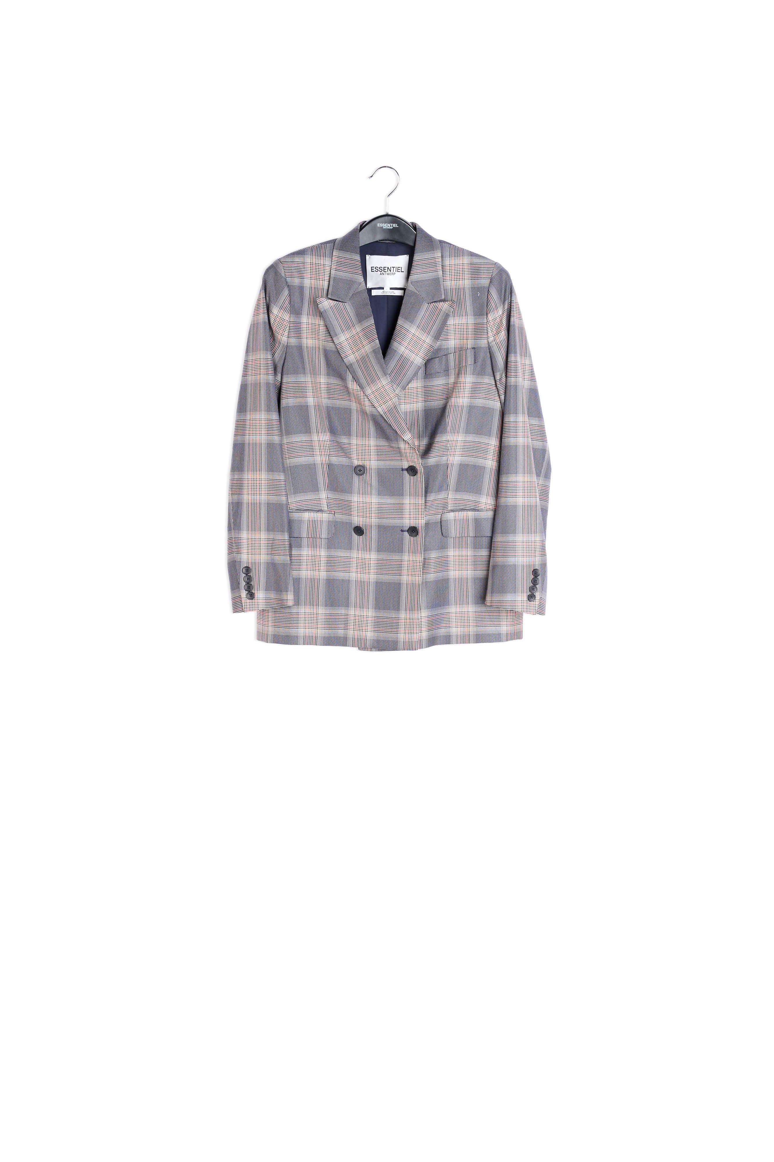 Veste croisée en tartan gris RE—SSENTIEL | Essentiel second hand