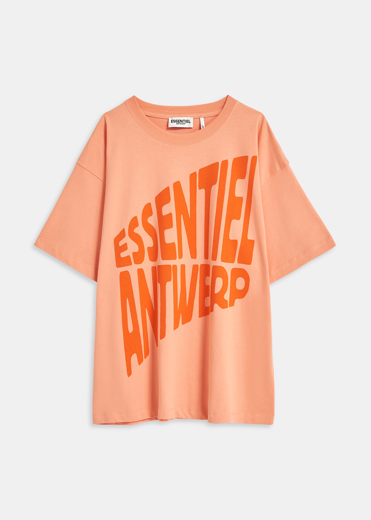 Peach organic cotton T-shirt with text print RE—SSENTIEL | Essentiel second hand