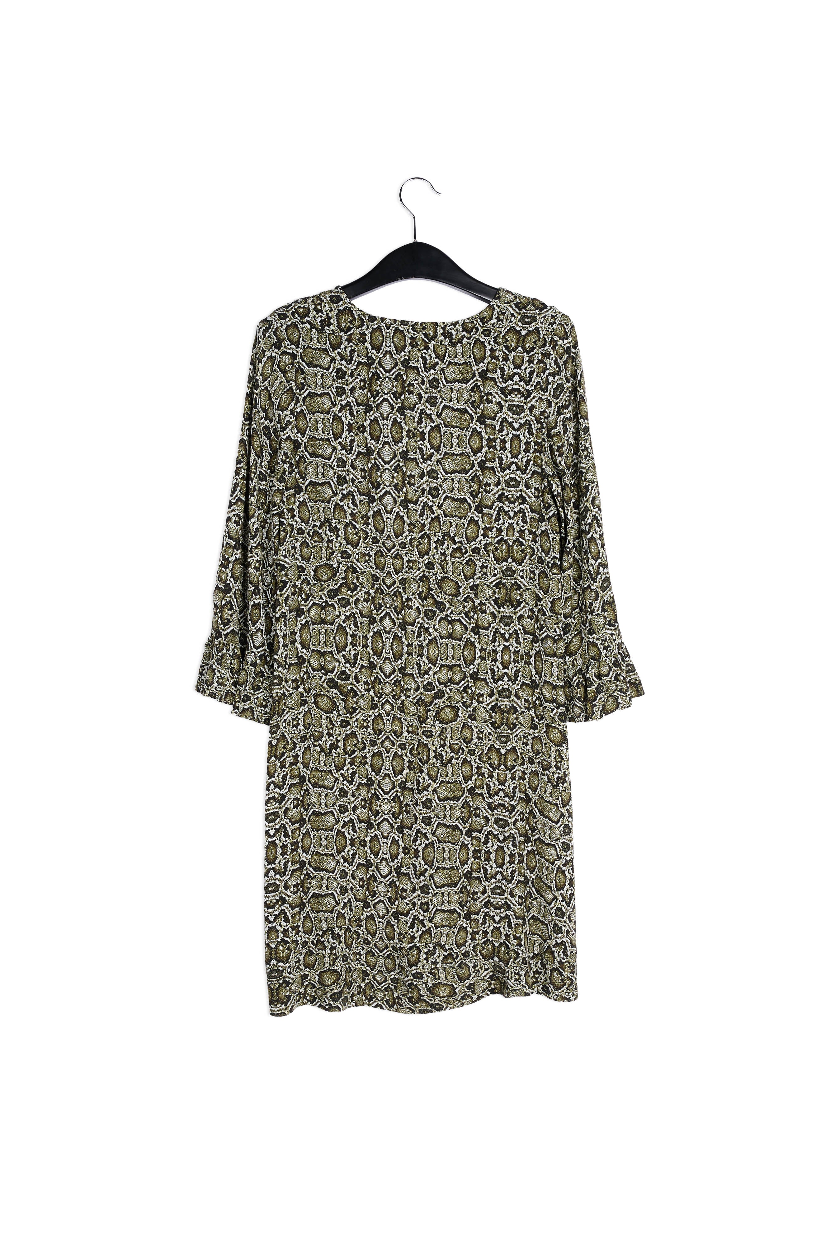 Kakigroene mini-jurk met slangenprint RE—SSENTIEL | Essentiel second hand