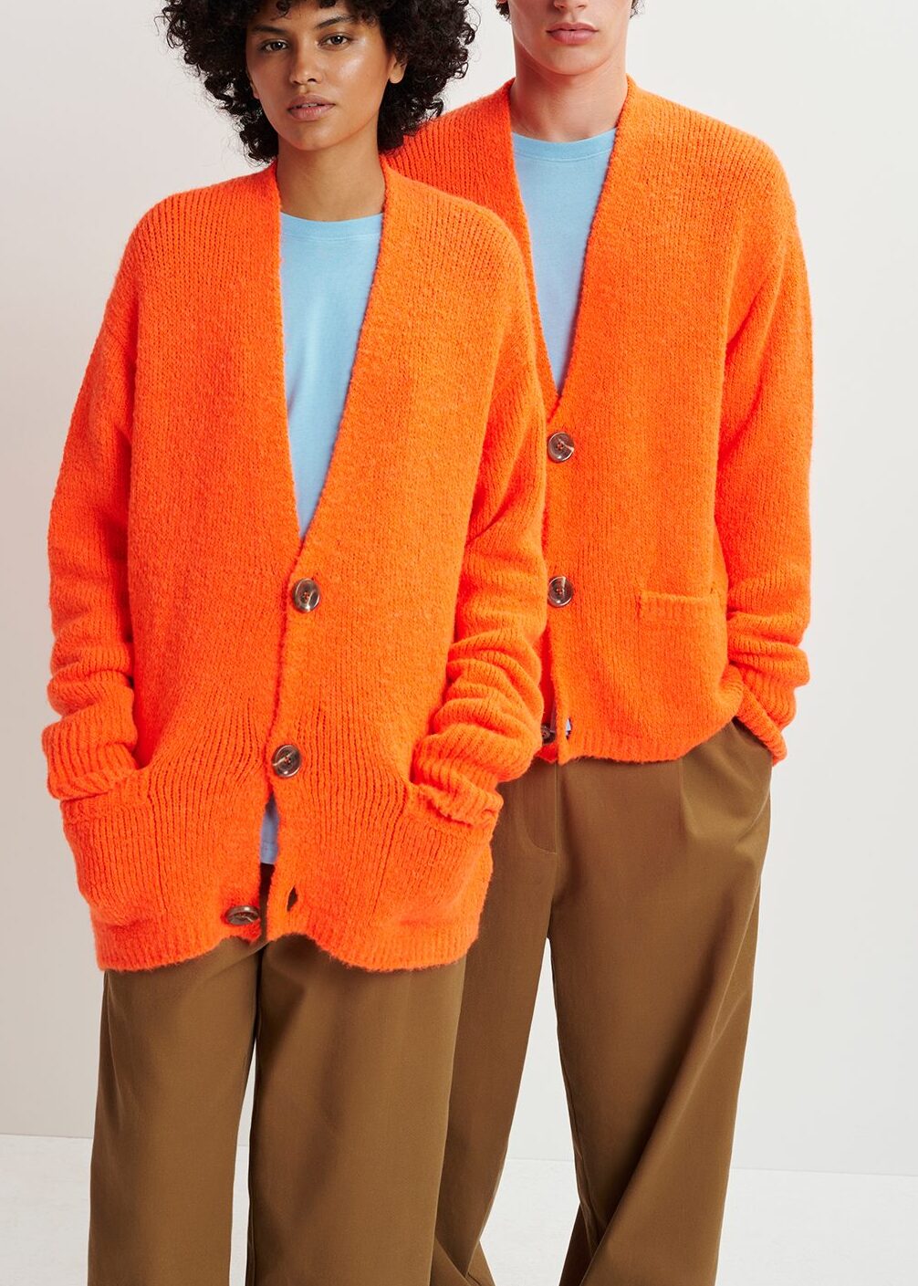 Neon orange chunky knit cardigan RE—SSENTIEL | Essentiel second hand
