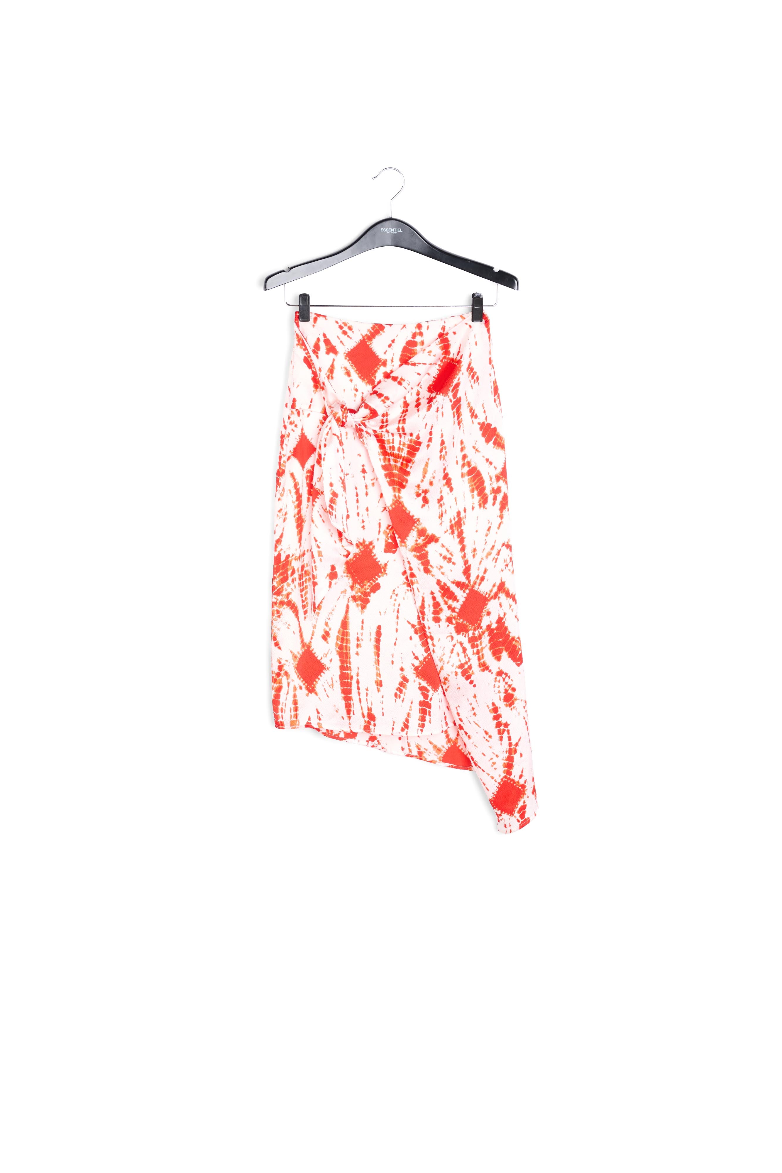 Off-white and red tie-dyed silk midi skirt RE—SSENTIEL | Essentiel second hand