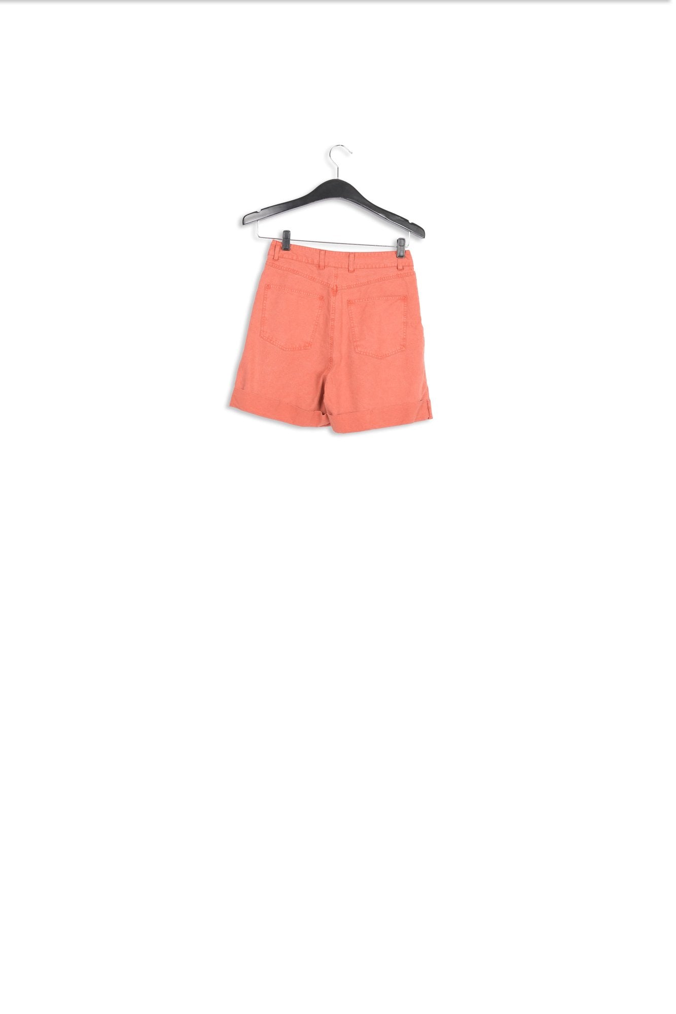 Dark orange high-rise loose-fit denim shorts RE—SSENTIEL | Essentiel second hand