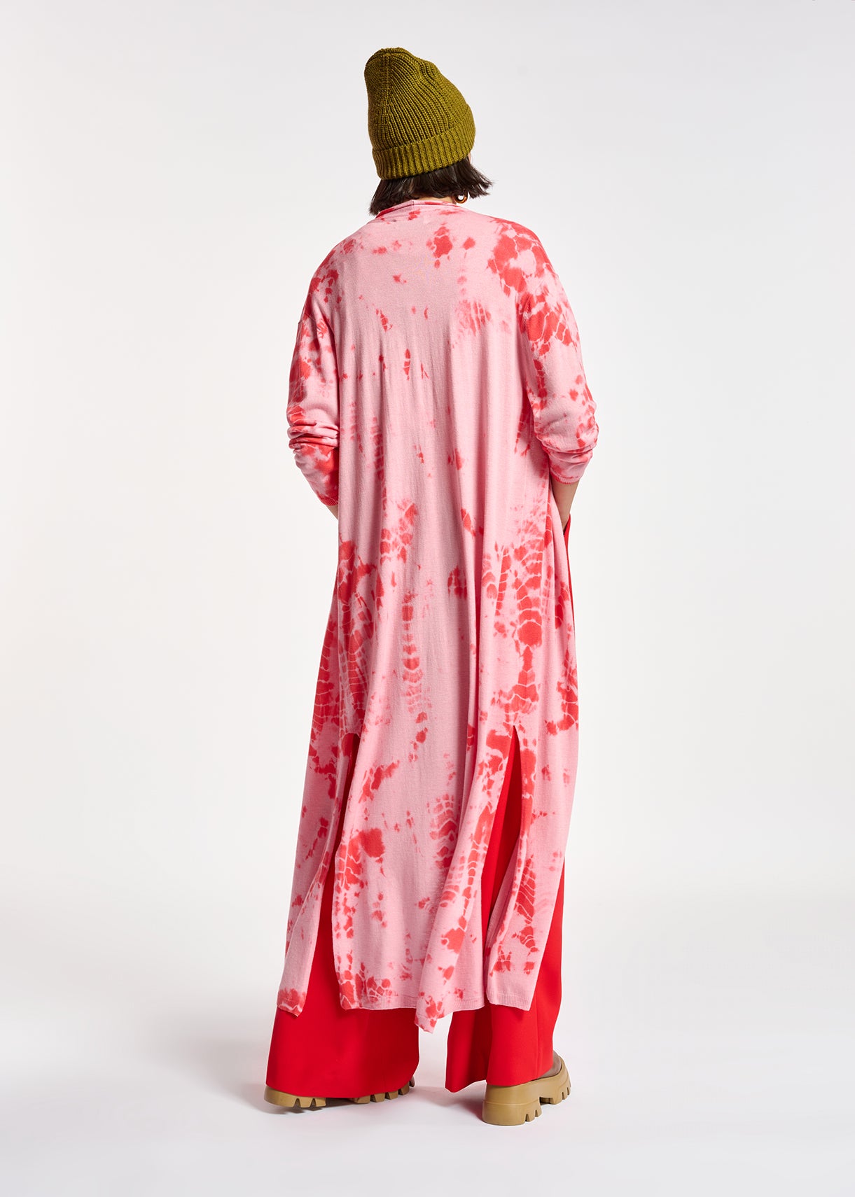Long cardigan tie-dye rose et rouge RE—SSENTIEL | Essentiel second hand