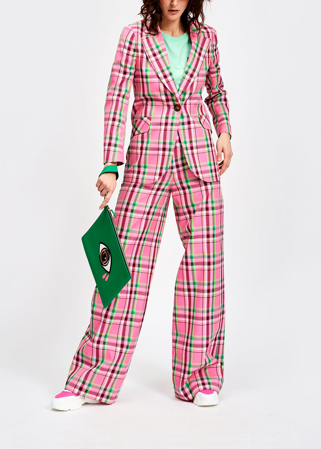 Pink plaid pattern blazer RE—SSENTIEL | Essentiel second hand