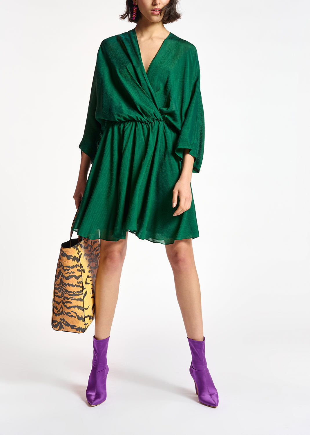 Mini-robe portefeuille vert foncé RE—SSENTIEL | Essentiel second hand