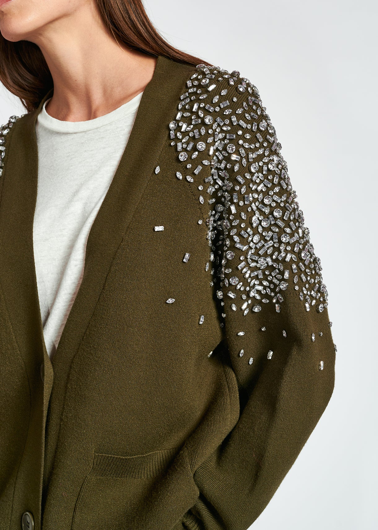 Cardigan blanc cassé avec strass RE—SSENTIEL | Essentiel second hand