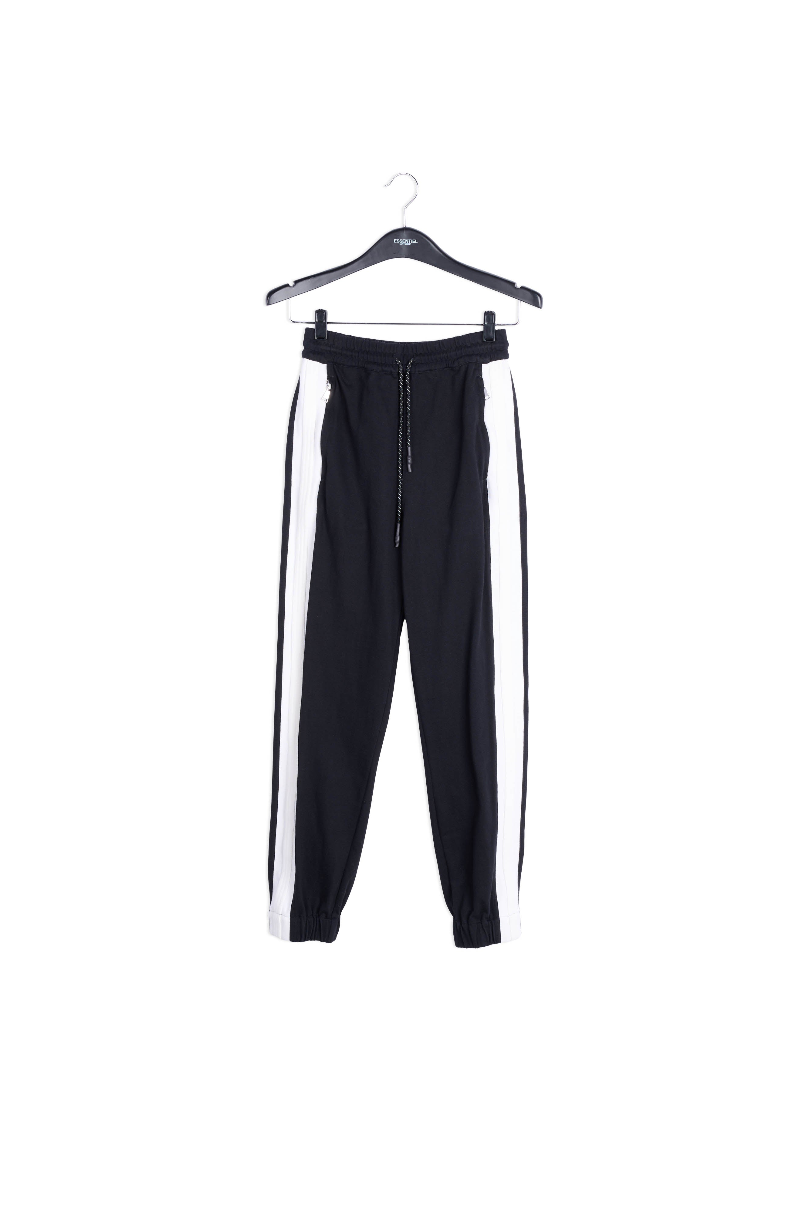 Pantalon de jogging noir avec bande côtelée RE—SSENTIEL | Essentiel second hand