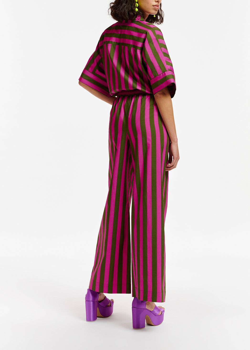 Green and purple striped cotton wide-leg pants RE—SSENTIEL | Essentiel second hand