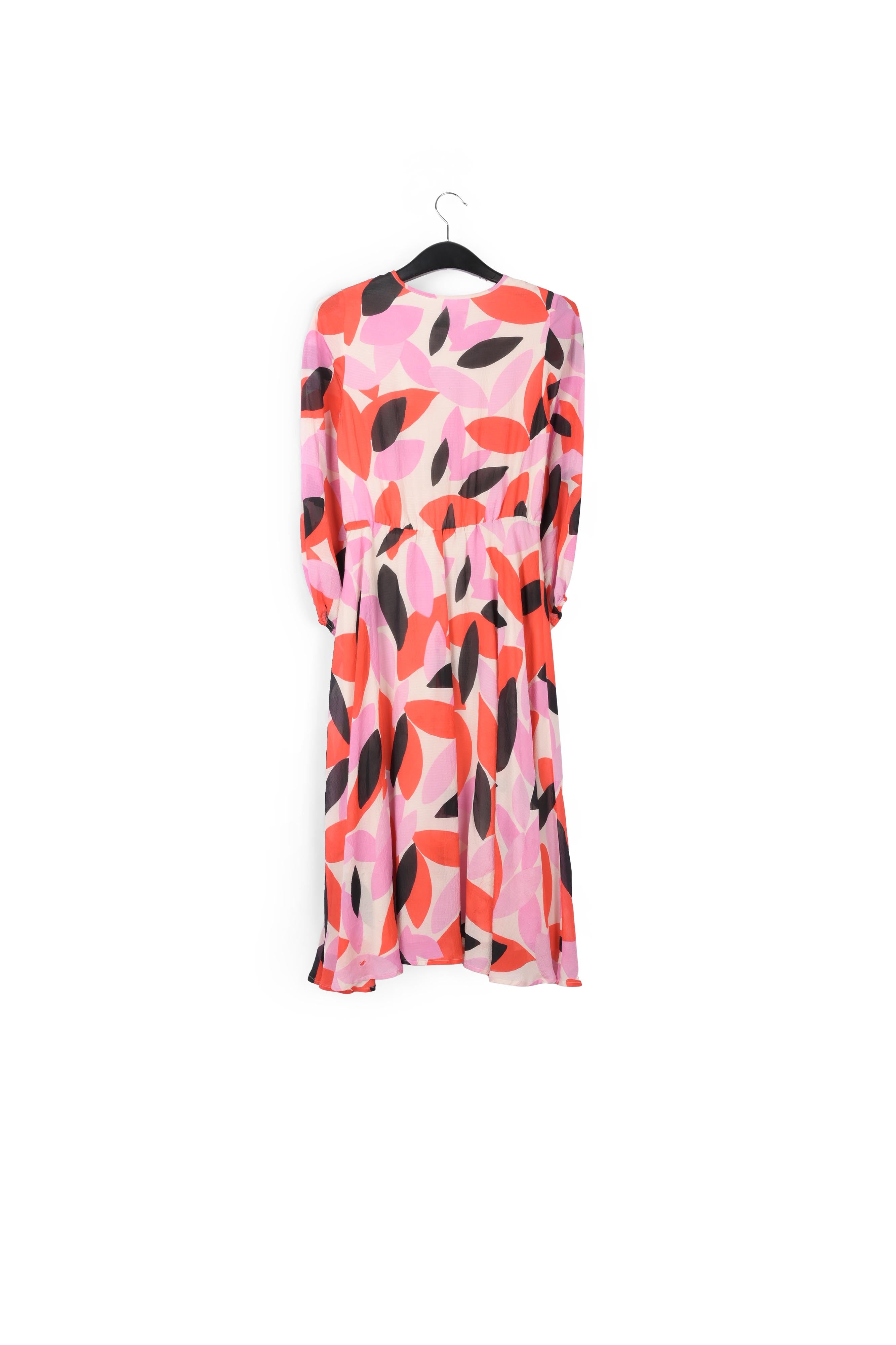 Robe midi à imprimé abstrait blanc cassé, rouge et rose RE—SSENTIEL | Essentiel second hand