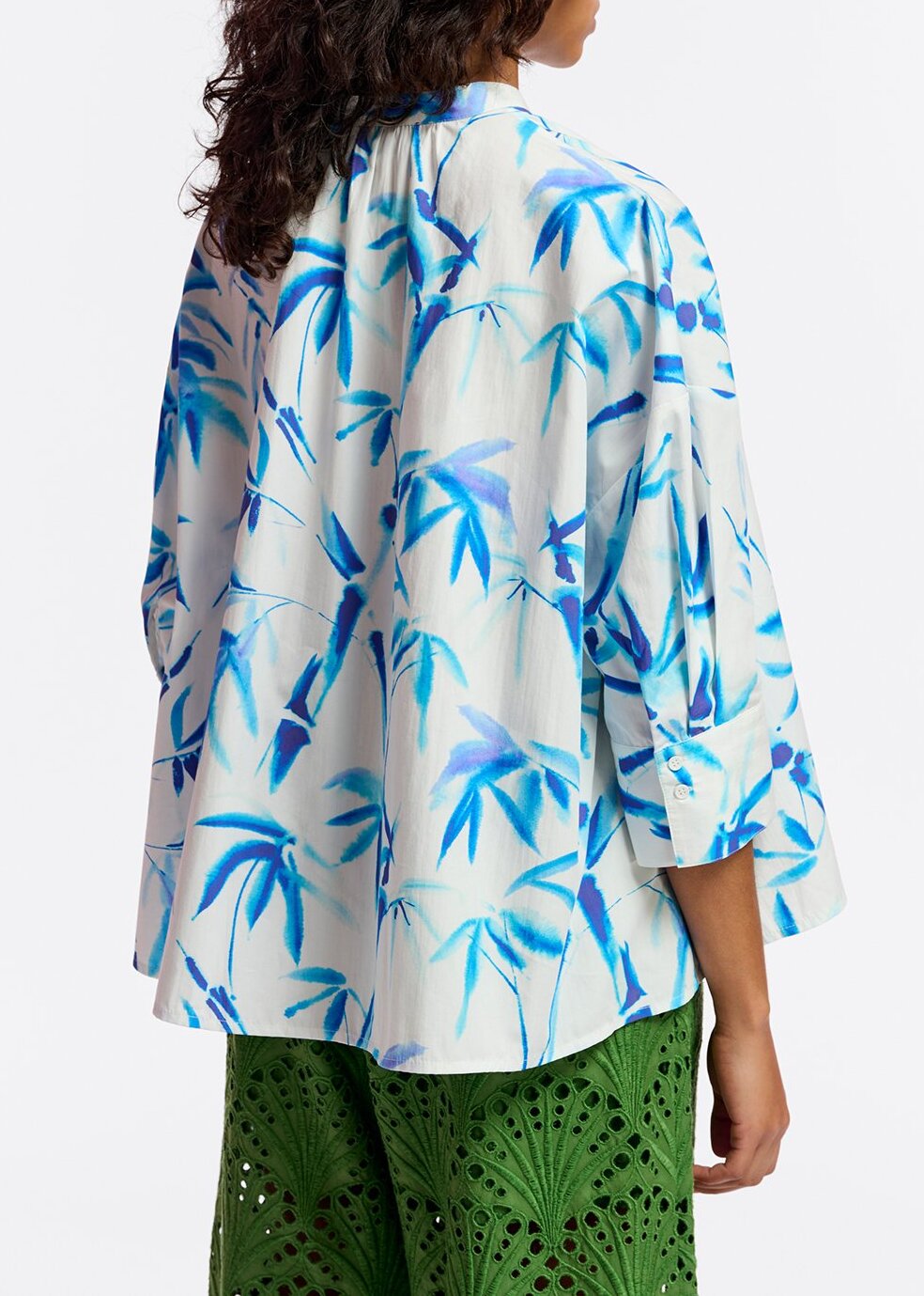 Chemise oversize blanc cassé à imprimé feuilles de palmier RE—SSENTIEL | Essentiel second hand