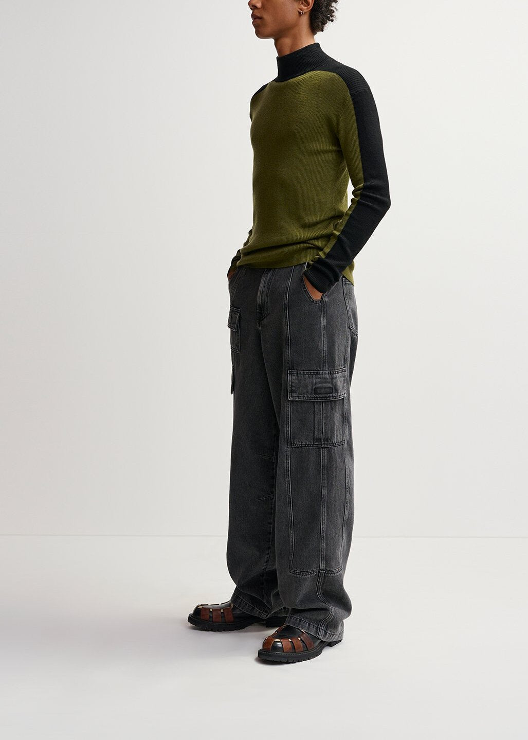 Black wide-leg cargo jeans RE—SSENTIEL | Essentiel second hand