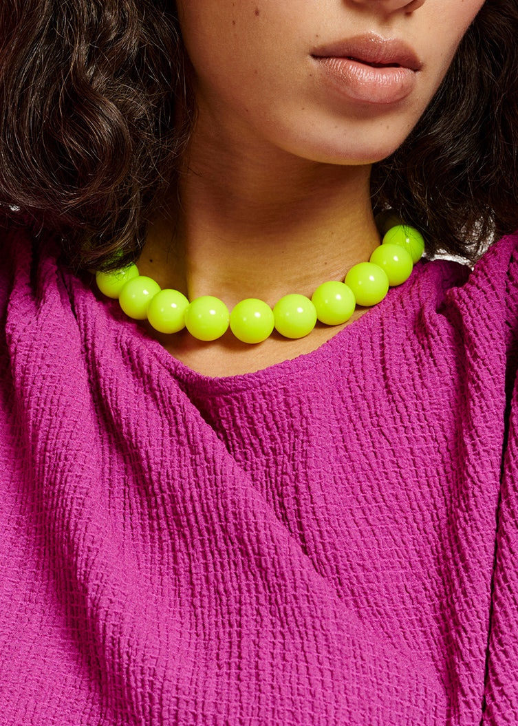 Paarse oversized top in cloqué RE—SSENTIEL | Essentiel second hand