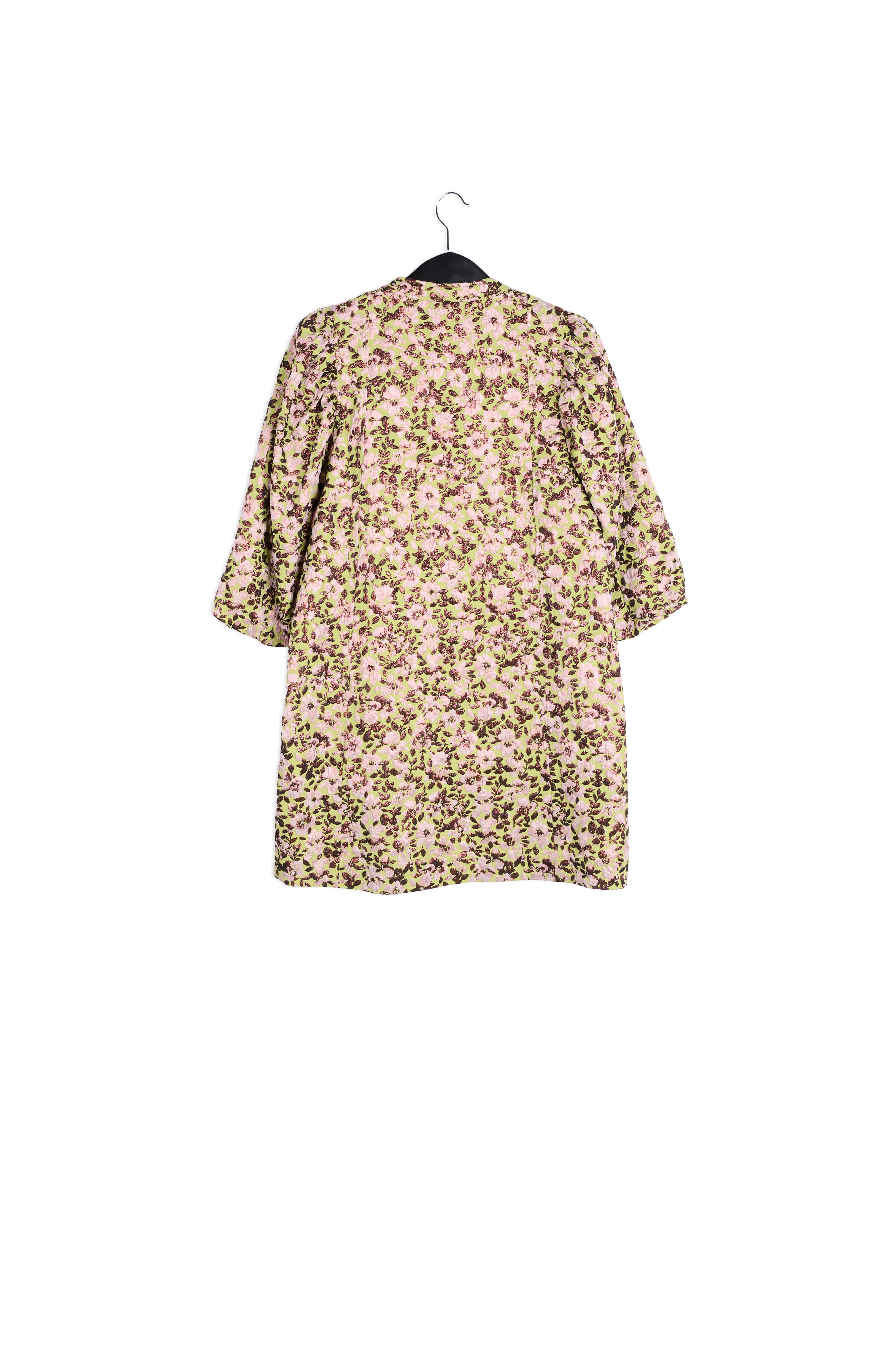 Green mini dress with metallic floral motif RE—SSENTIEL | Essentiel second hand