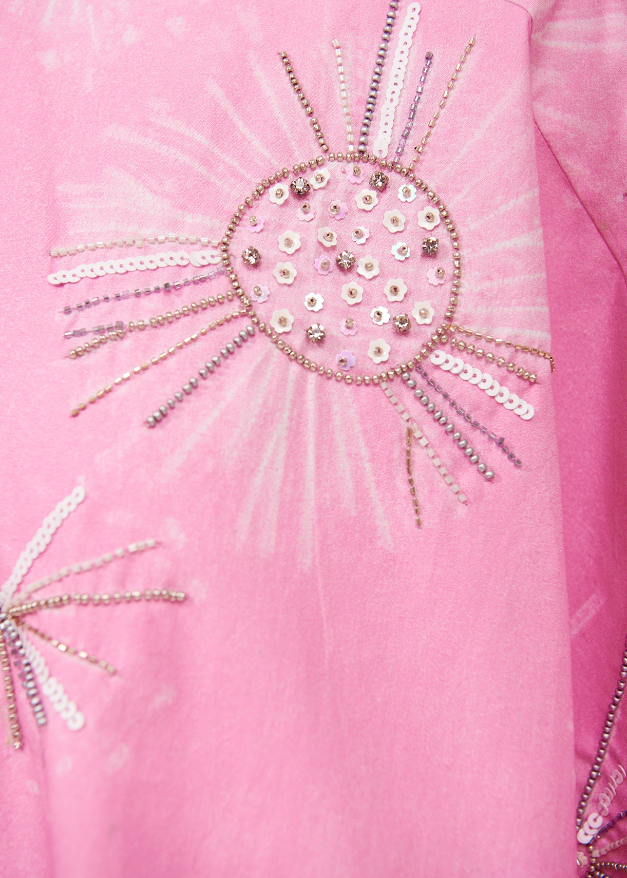 Pink cotton shirt with sequin and beaded embroideries RE—SSENTIEL | Essentiel second hand