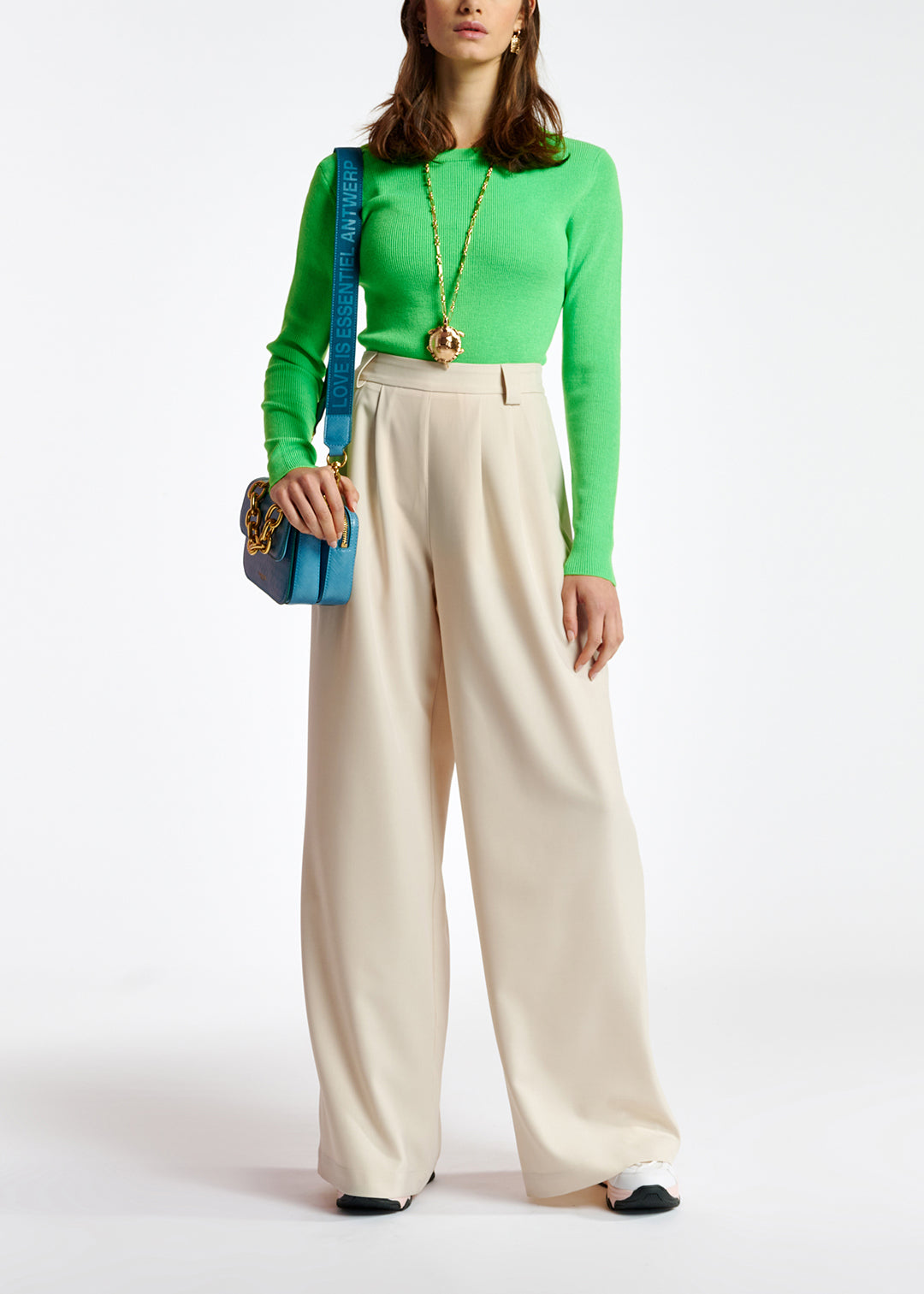 Pull vert fluo en tricot côtelé RE—SSENTIEL | Essentiel second hand