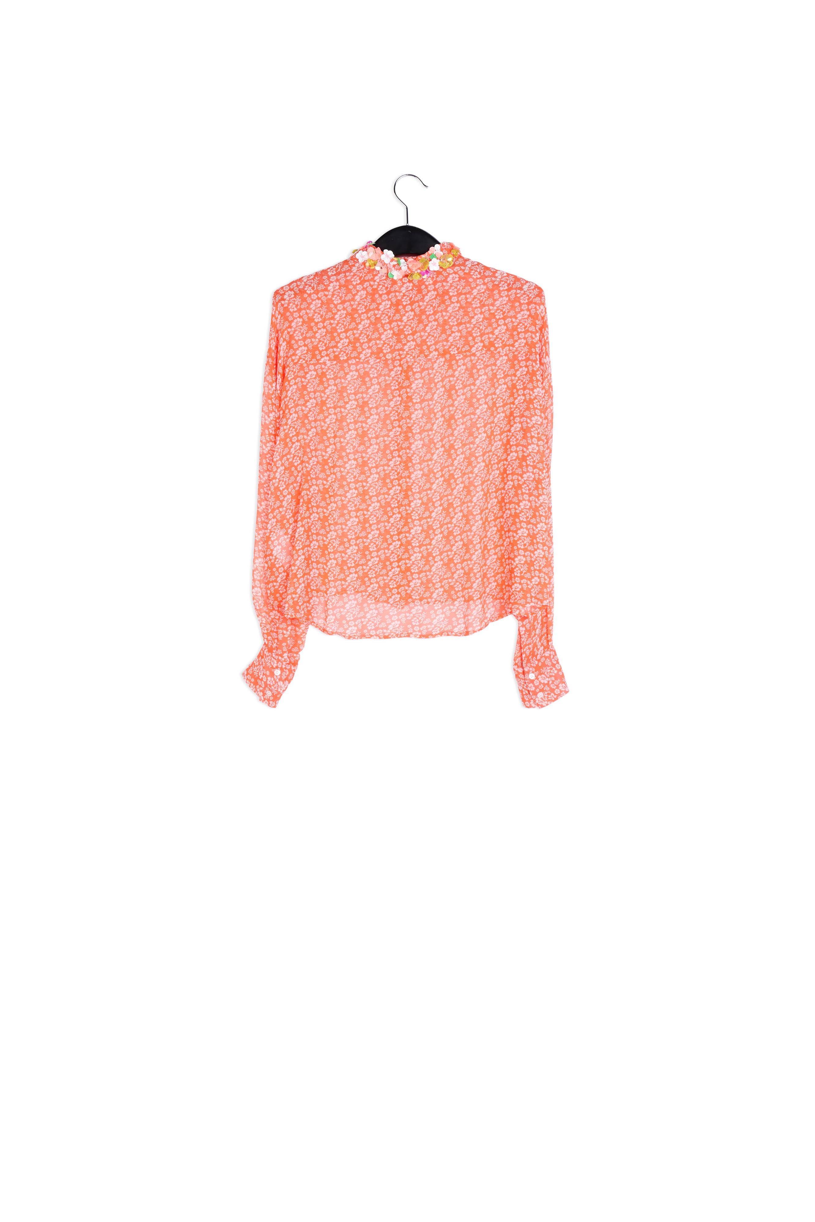 Orange floral-print shirt with sequin collar RE—SSENTIEL | Essentiel second hand