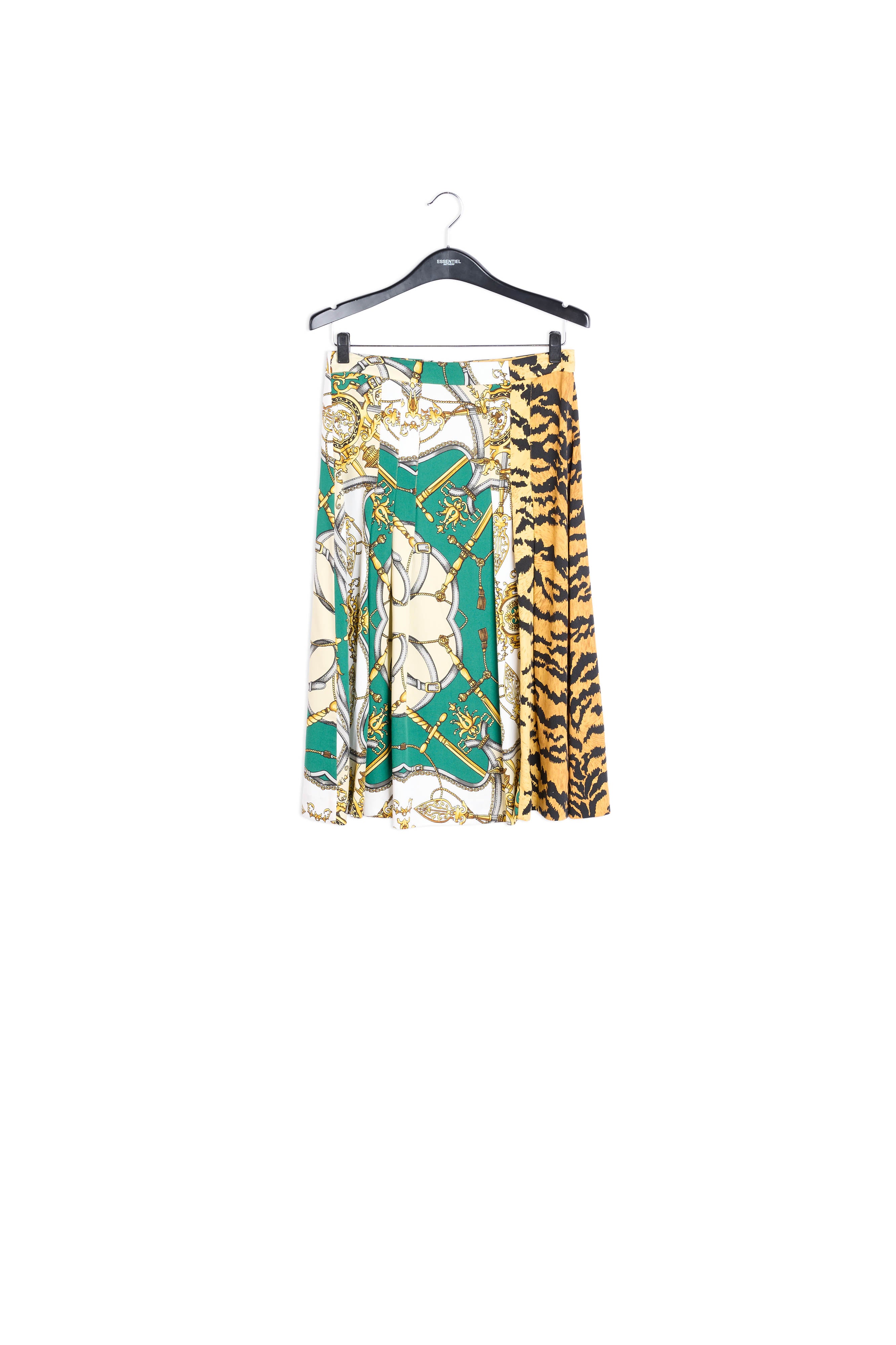 Jupe midi vert bouteille à imprimé tigre RE—SSENTIEL | Essentiel second hand